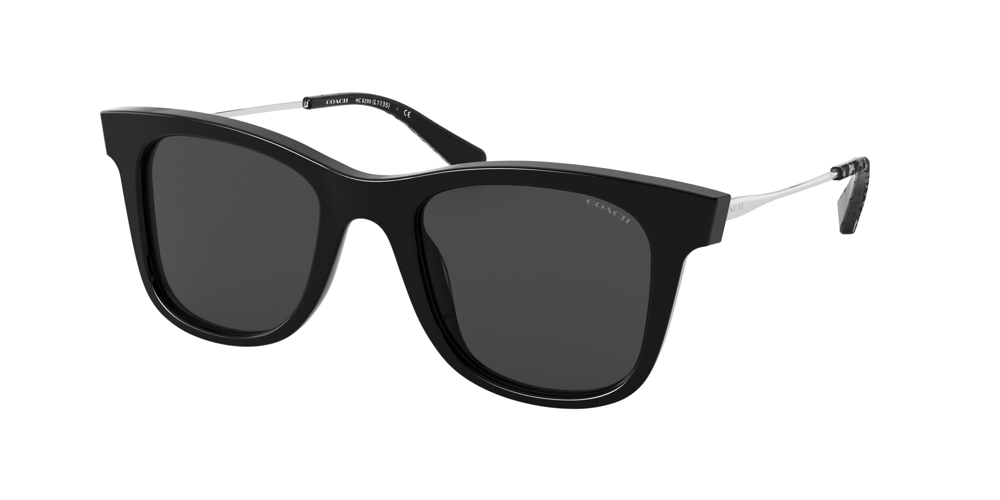 Coach L1135 HC8290 Square Sunglasses 500287-Black 50-140-21 - Color Map Black