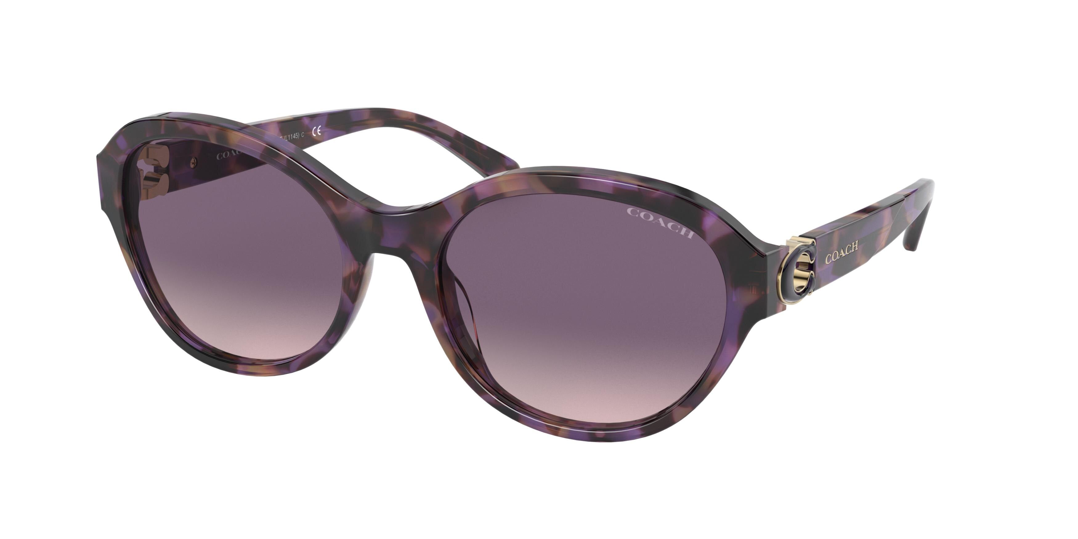 Coach L1139 HC8293F Oval Sunglasses  561236-Purple Tortoise 57-140-19 - Color Map Violet
