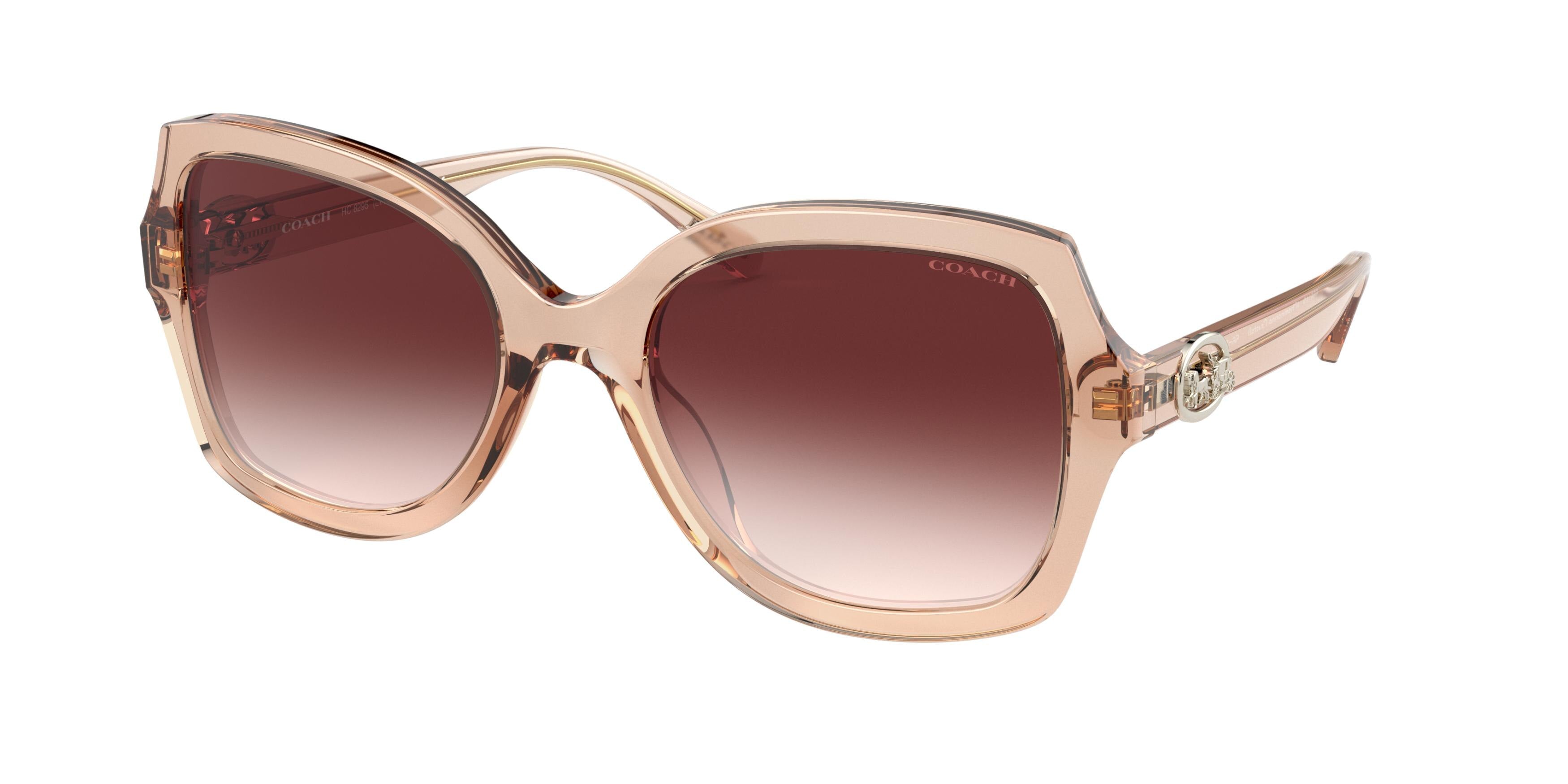 Coach L1140 HC8295F Square Sunglasses 556113-Transparent Peach 56-140-19 - Color Map Pink