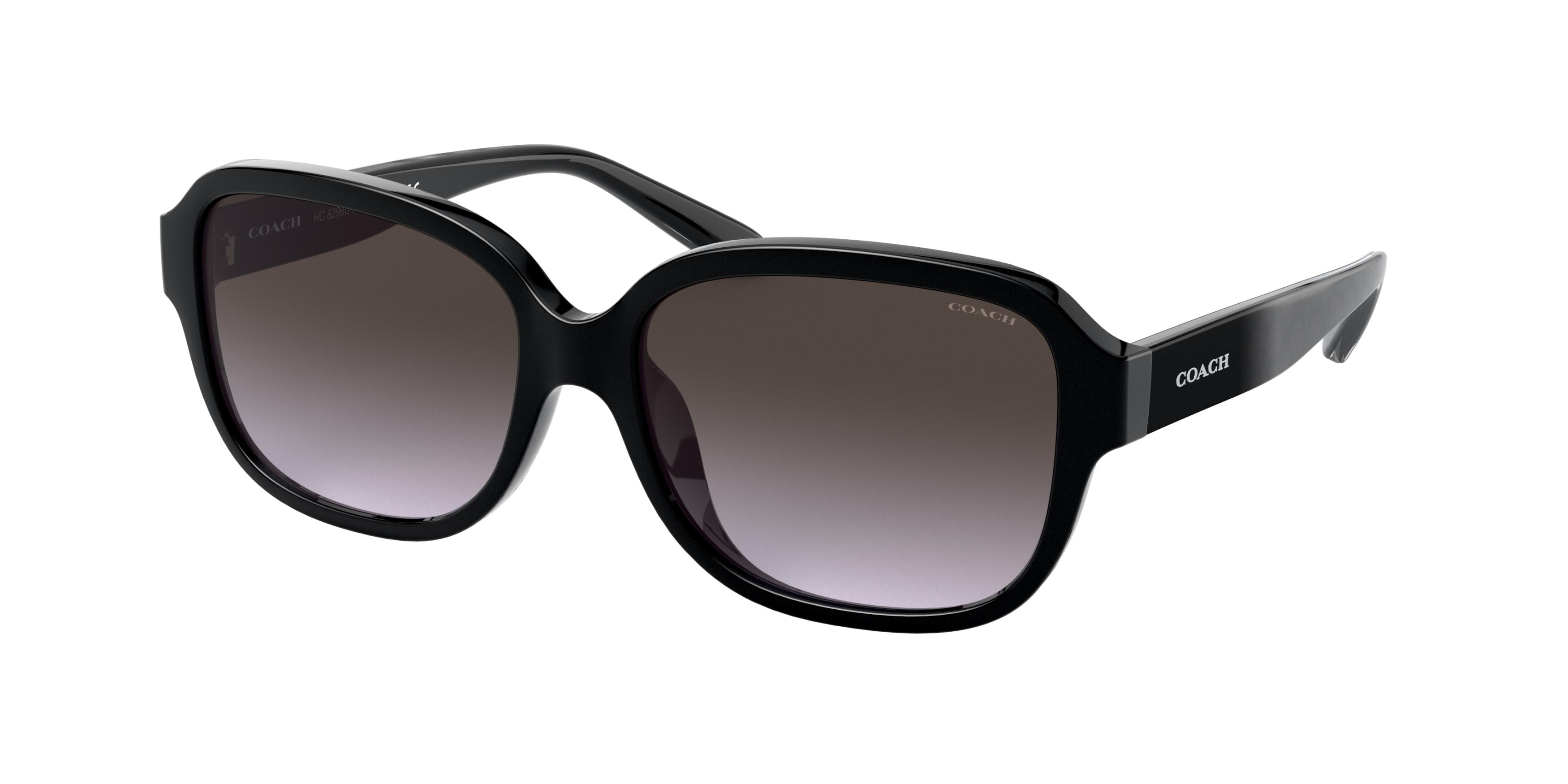 Coach L1153 HC8298U Rectangle Sunglasses 50028G-Black 57-140-16 - Color Map Black