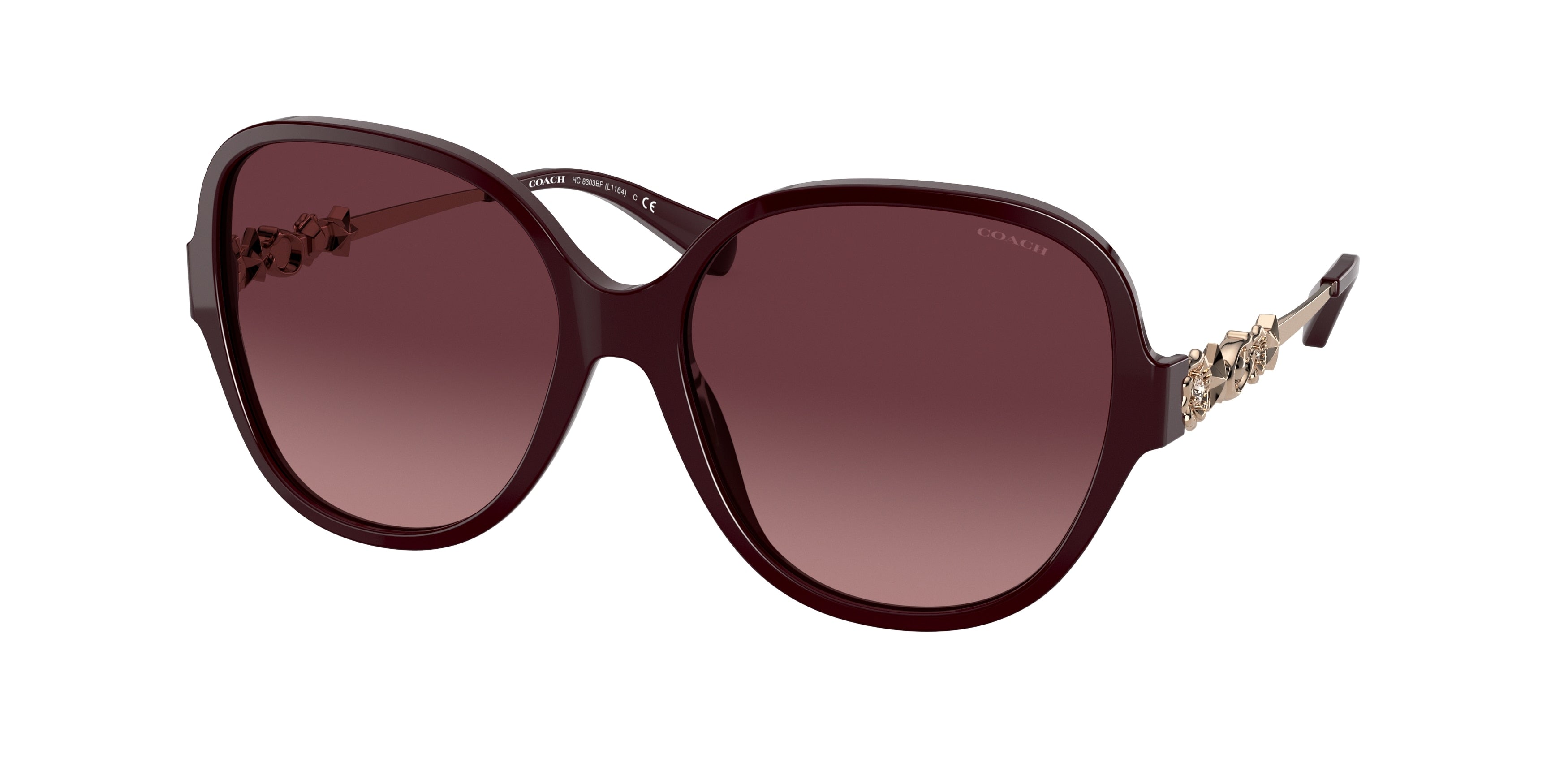 Coach L1159 HC8303BF Square Sunglasses  54798H-Oxblood 57-140-16 - Color Map Red