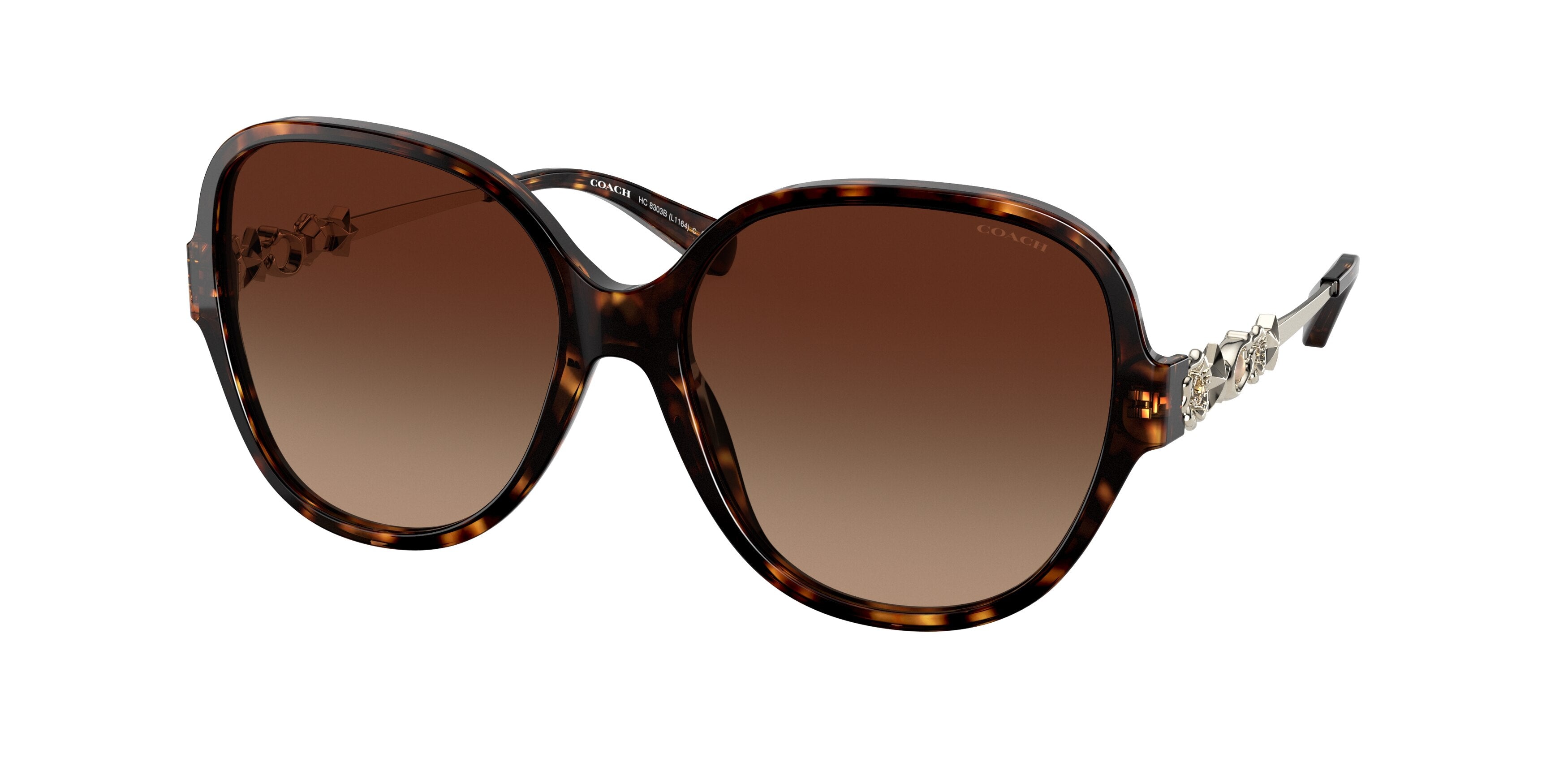 Coach L1164 HC8303B Square Sunglasses  512074-Dark Tortoise 57-140-16 - Color Map Tortoise