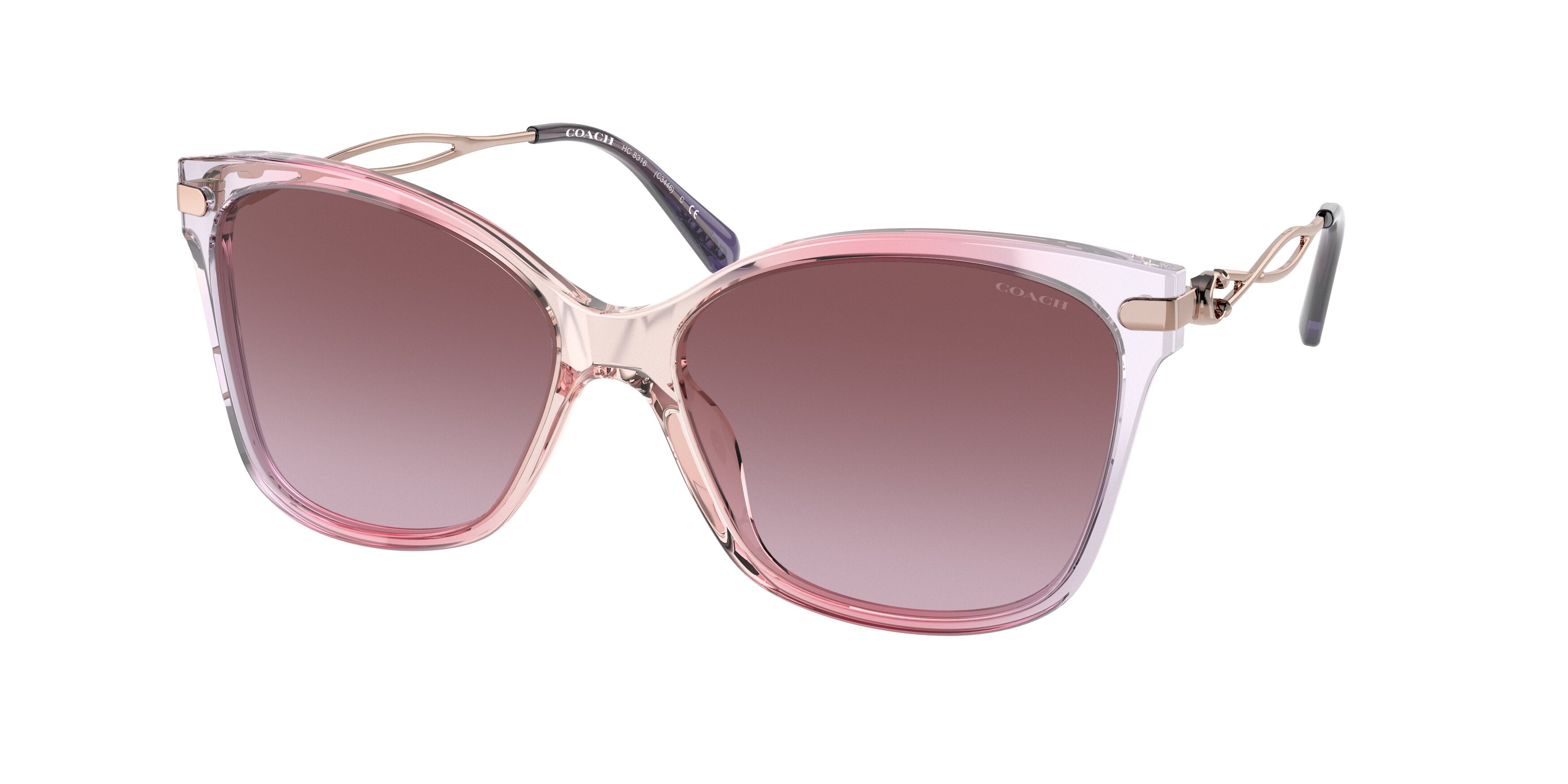 Coach C3446 HC8316 Butterfly Sunglasses 56418H-Gradient Transparent Violet 58-140-16 - Color Map Violet