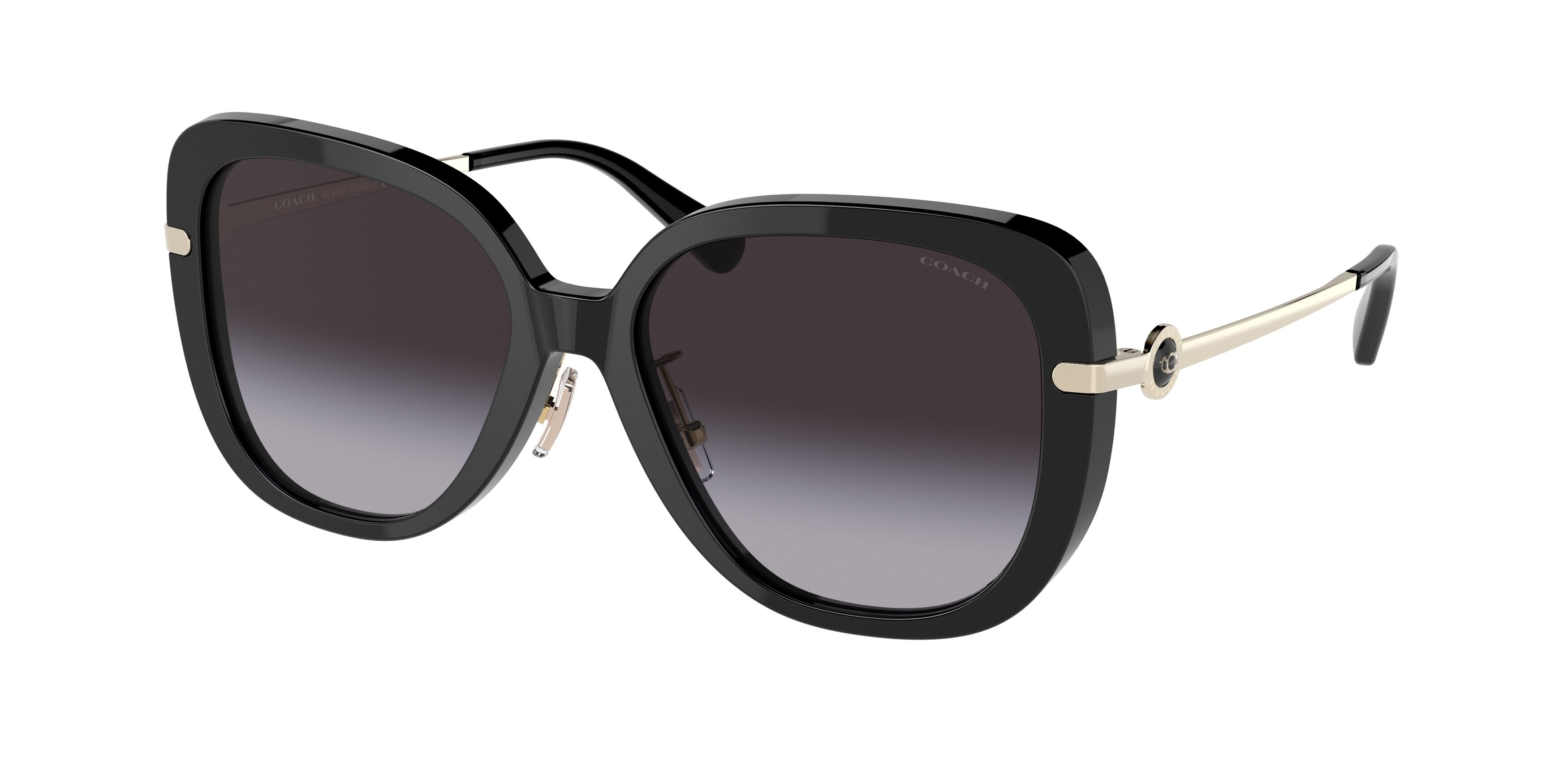 Coach C6141 HC8320F Square Sunglasses 50028G-Black 55-140-17 - Color Map Black