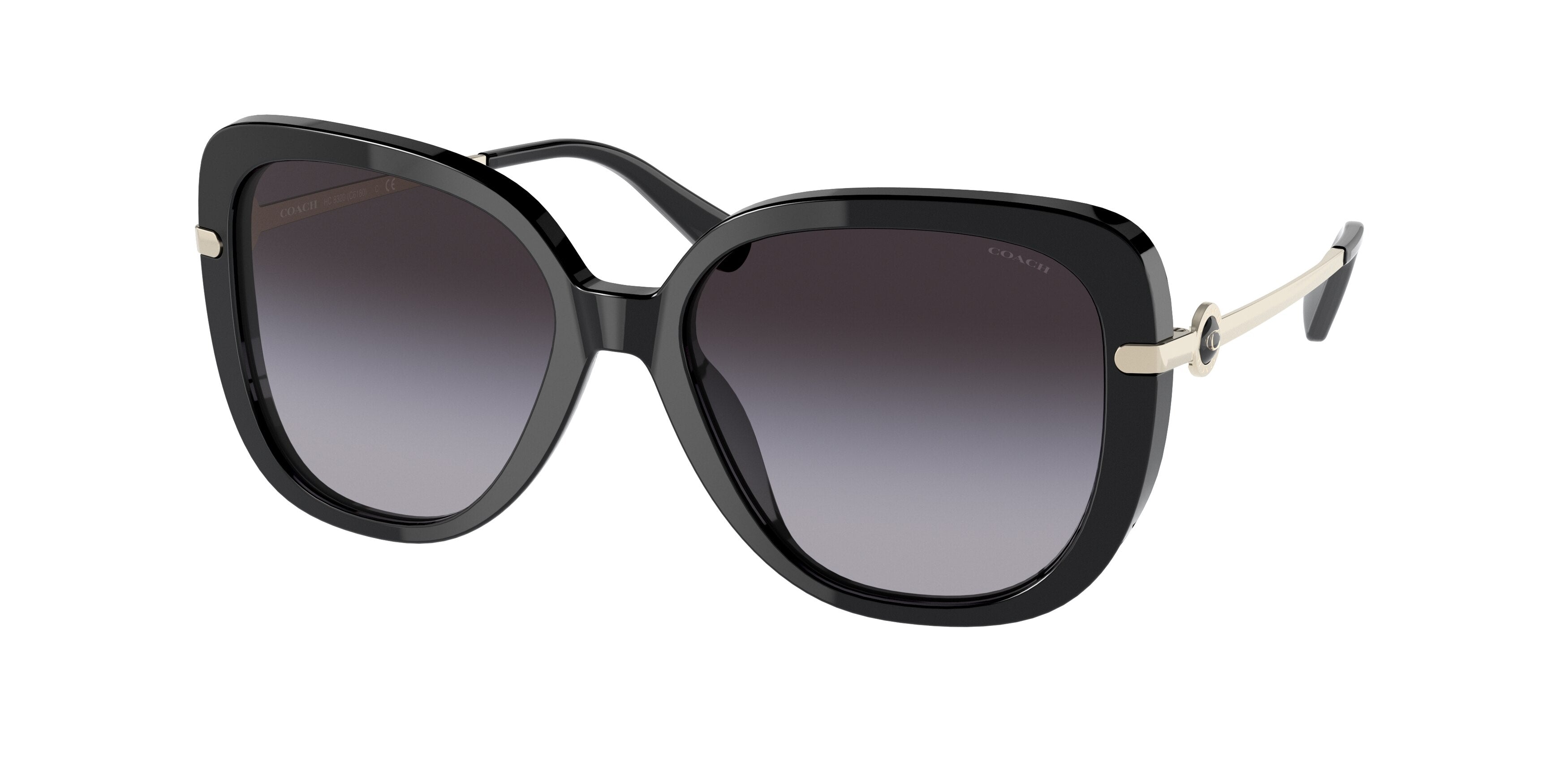 Coach C6180 HC8320 Square Sunglasses 50028G-Black 55-140-17 - Color Map Black