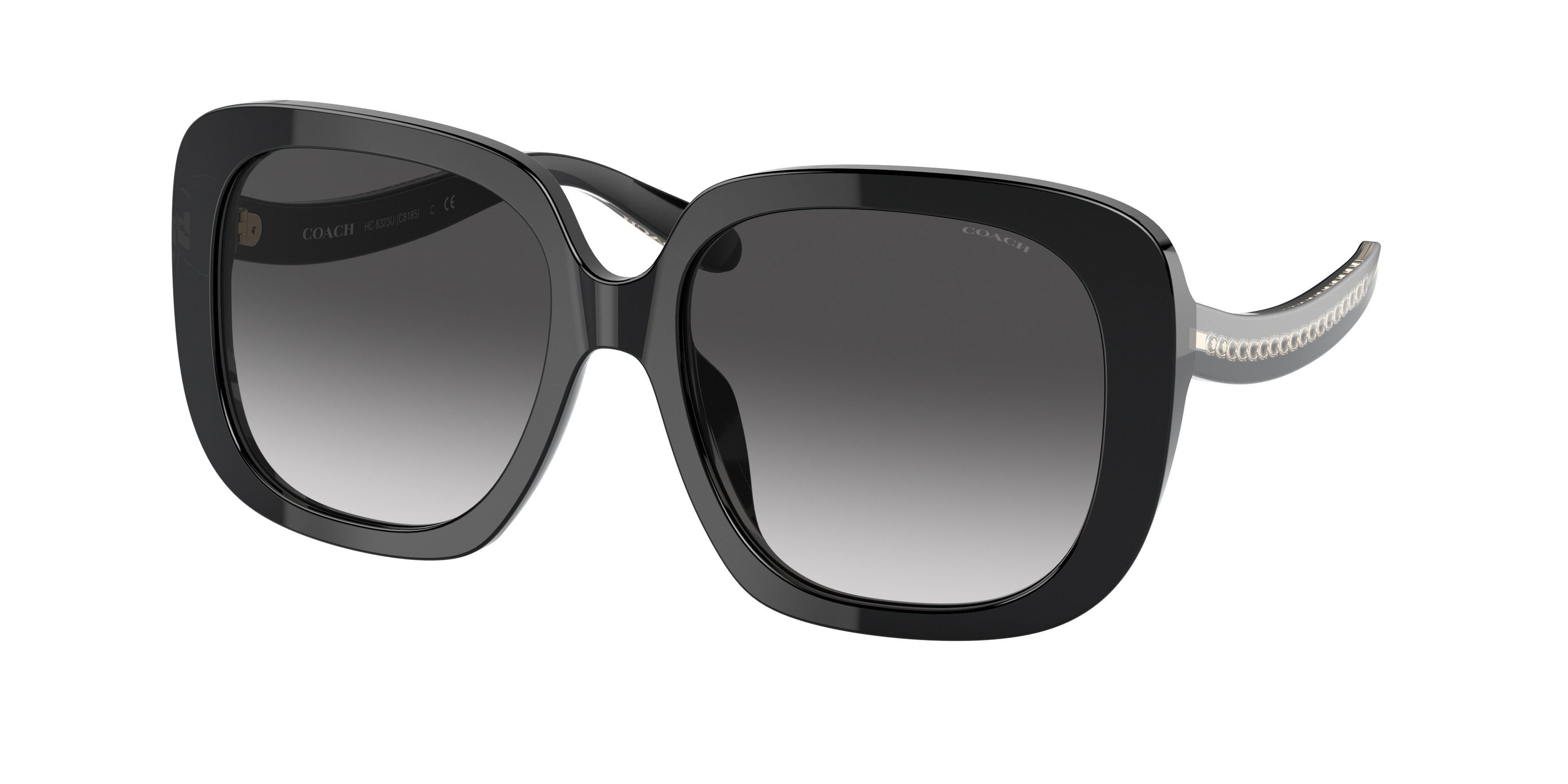 Coach C6185 HC8323U Square Sunglasses  50028G-Black 56-140-17 - Color Map Black