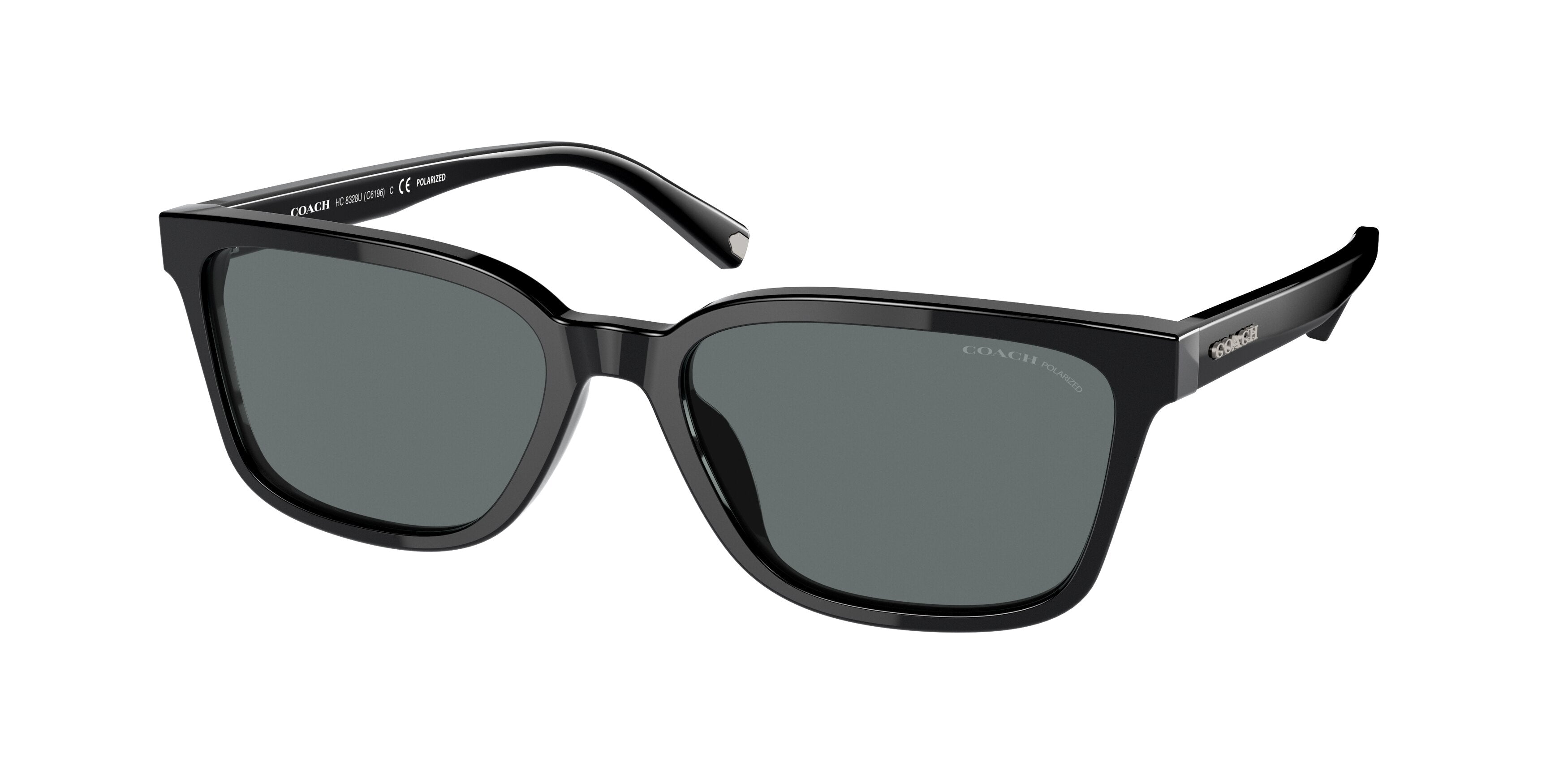Coach C6196 HC8328U Rectangle Sunglasses 500281-Black 57-145-18 - Color Map Black