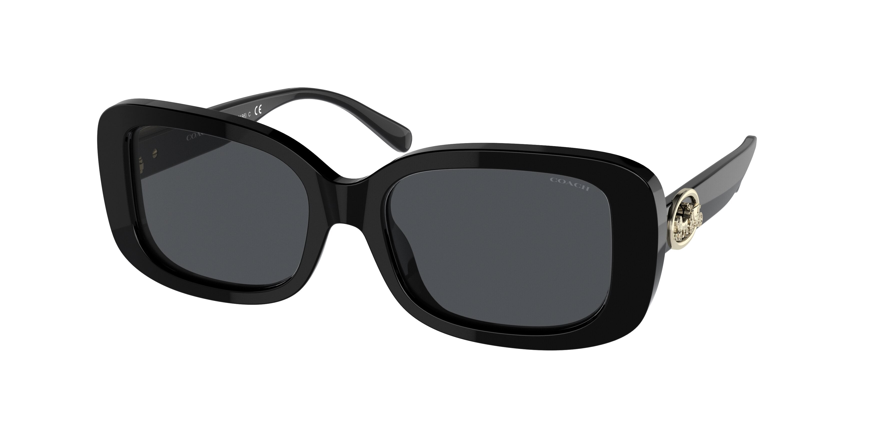 Coach C6187 HC8330F Rectangle Sunglasses 500287-Black 56-140-18 - Color Map Black