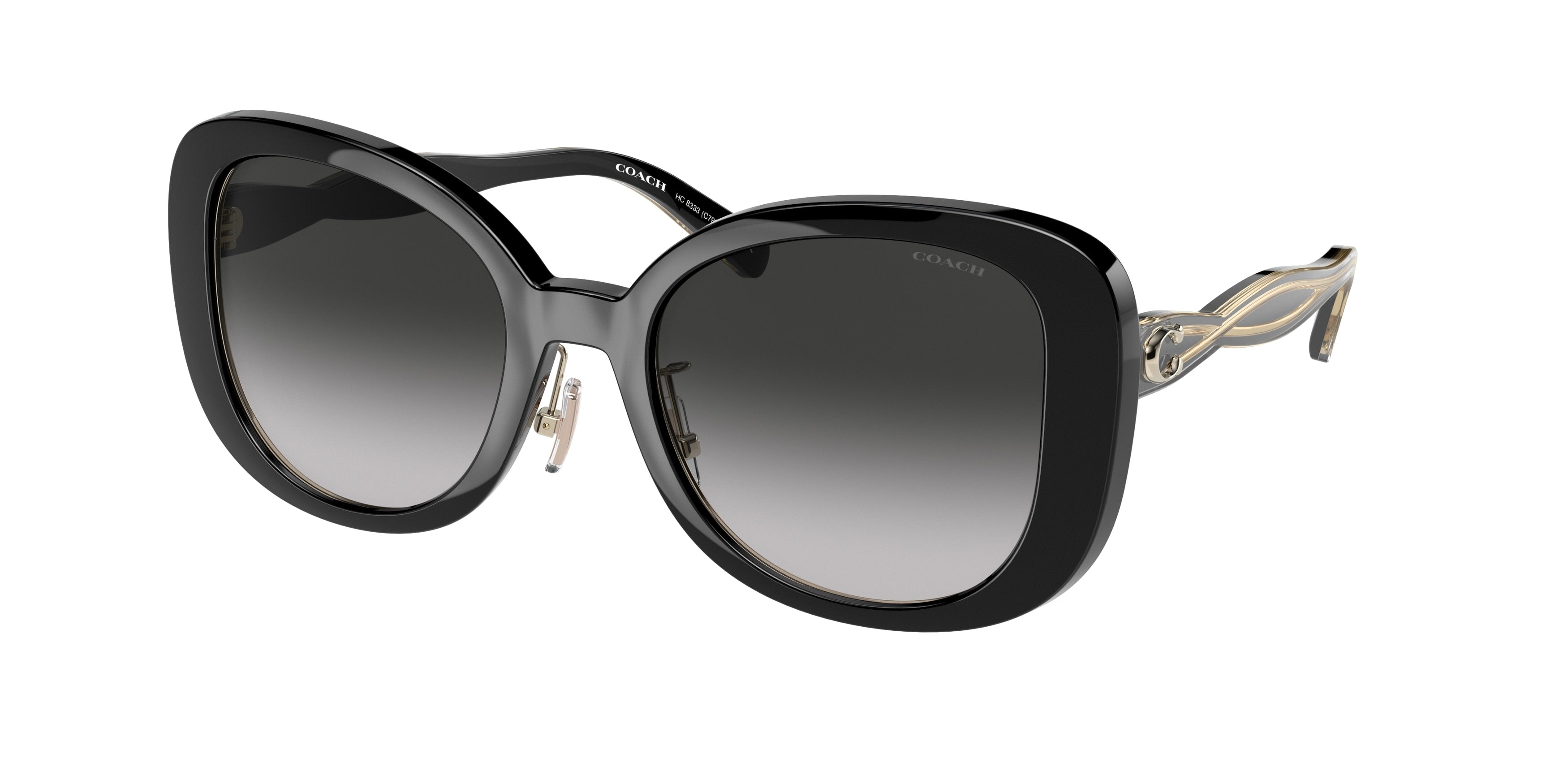 Coach C7995 HC8333 Square Sunglasses  50023C-Black 53-140-20 - Color Map Black