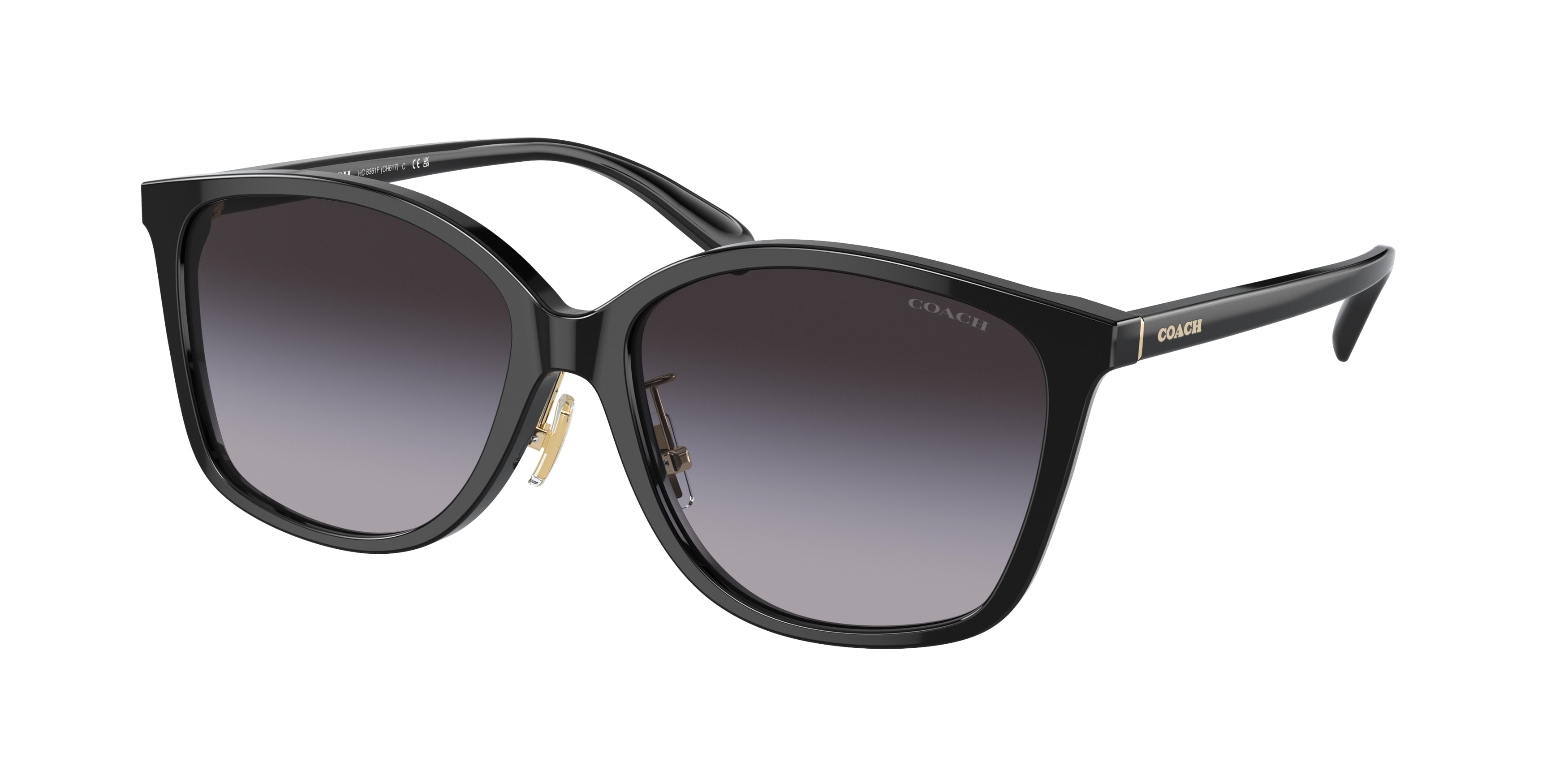 Coach CH617 HC8361F Square Sunglasses  50028G-Black 57-145-16 - Color Map Black