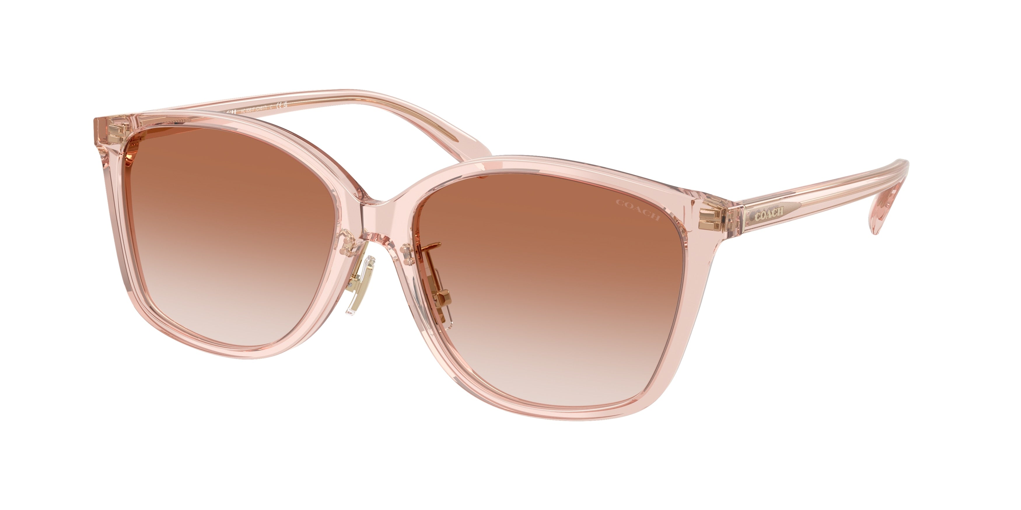 Coach CH617 HC8361F Square Sunglasses  566813-Transparent Pink 57-145-16 - Color Map Pink