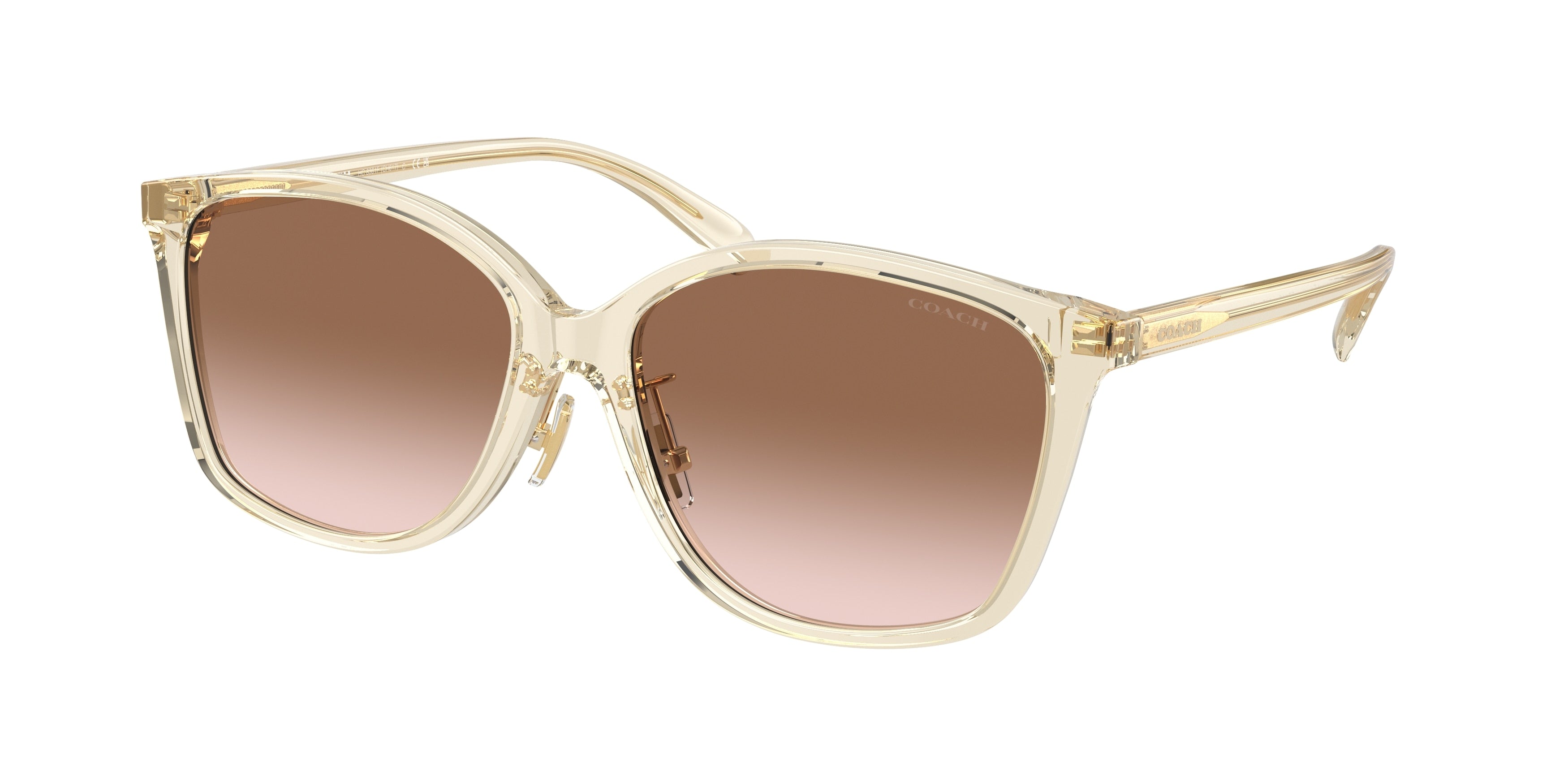 Coach CH617 HC8361F Square Sunglasses  573613-Transparent Fawn 57-145-16 - Color Map Brown