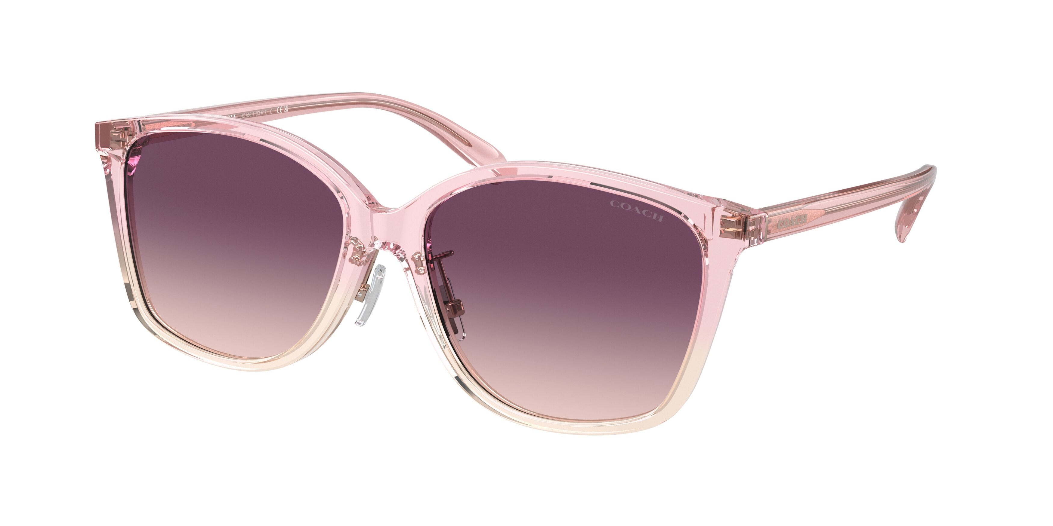 Coach CH617 HC8361F Square Sunglasses  57387W-Transparent Pink Gradient 57-145-16 - Color Map Pink