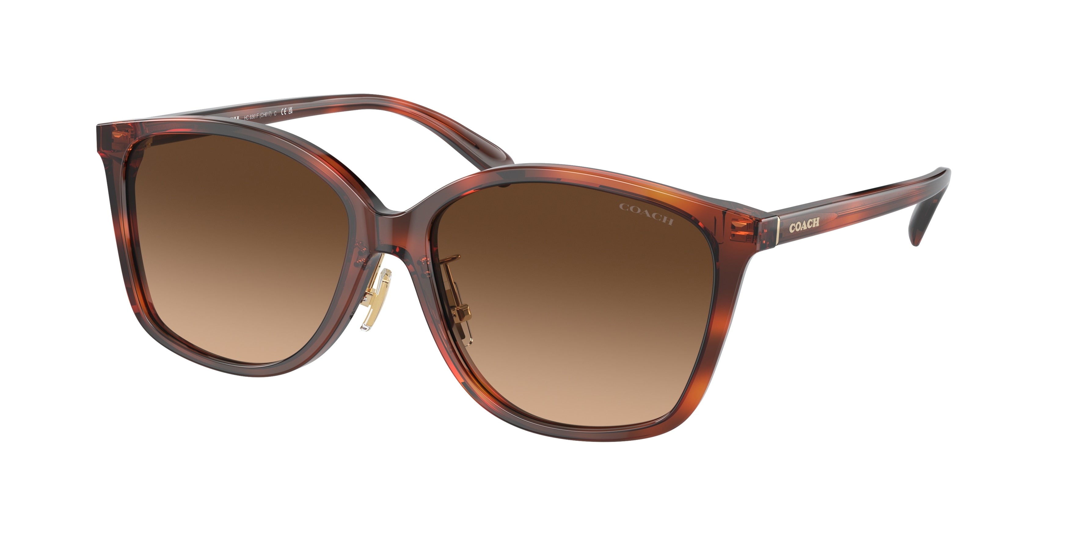 Coach CH617 HC8361F Square Sunglasses  574174-Caramel Tortoise 57-145-16 - Color Map Tortoise