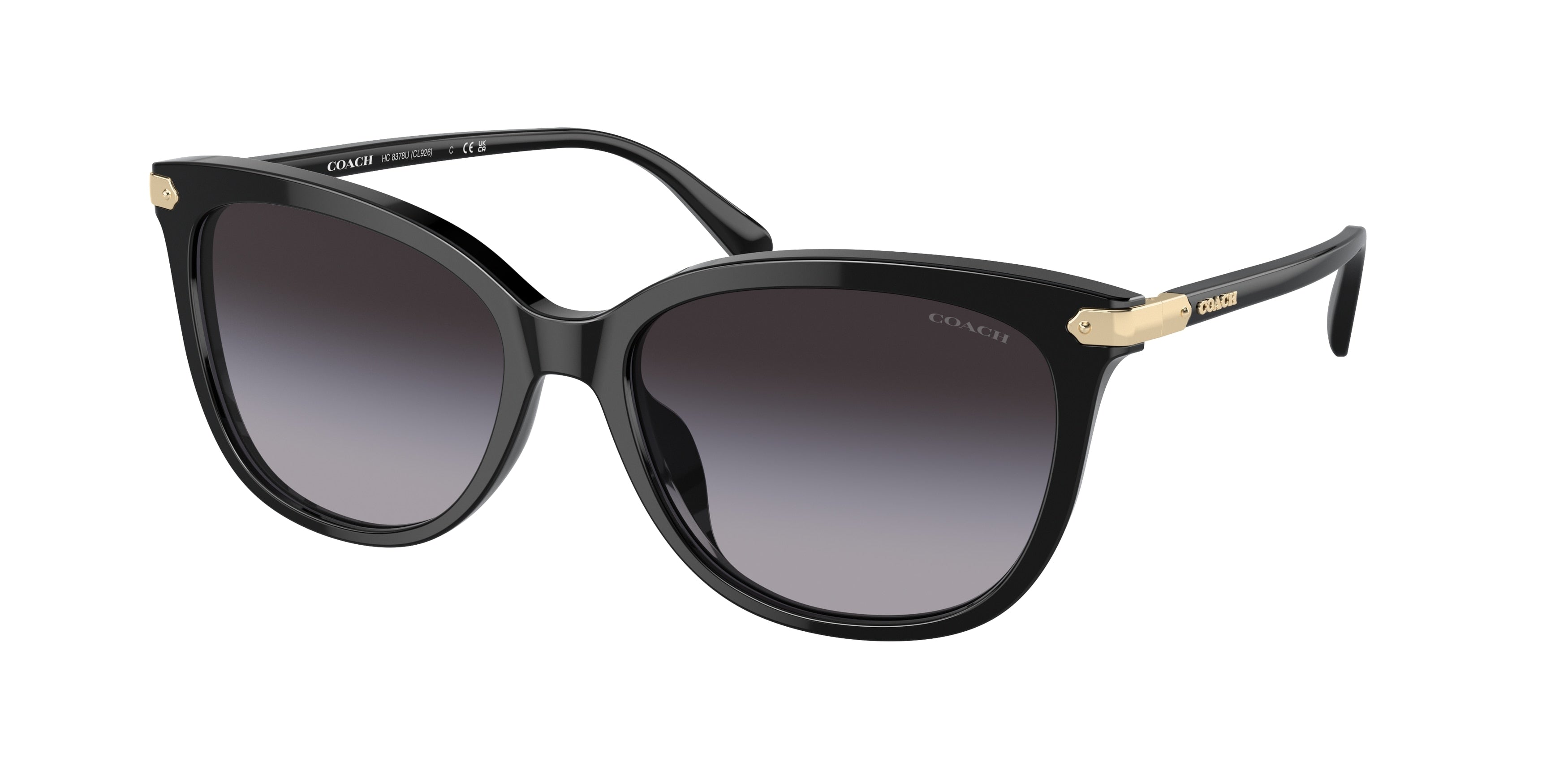 Coach CL926 HC8378U Cat Eye Sunglasses 50028G-Black 57-145-17 - Color Map Black