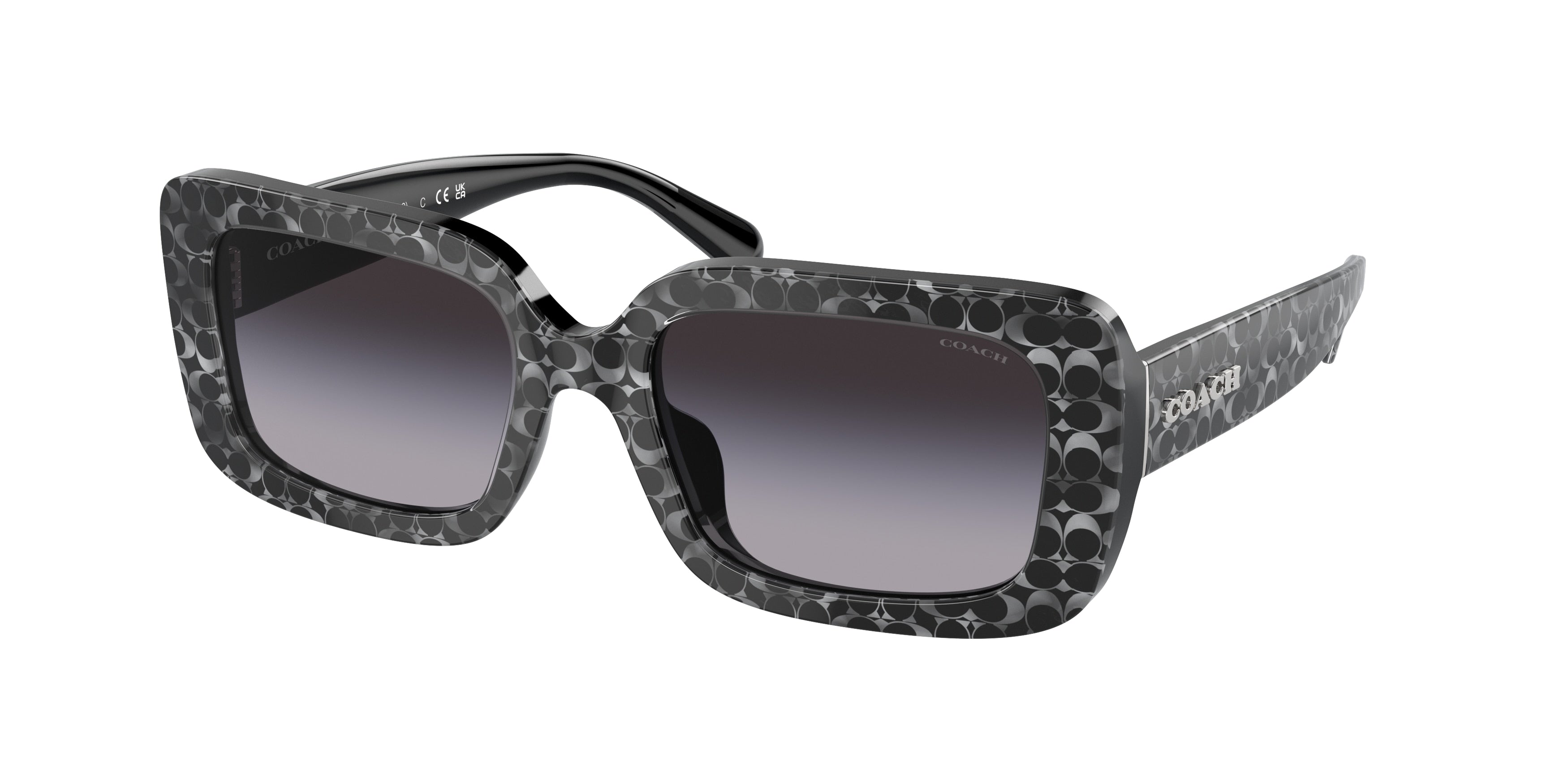 Coach CL922 HC8380U Rectangle Sunglasses  55208G-Grey Pearl Signature C 54-140-19 - Color Map Grey