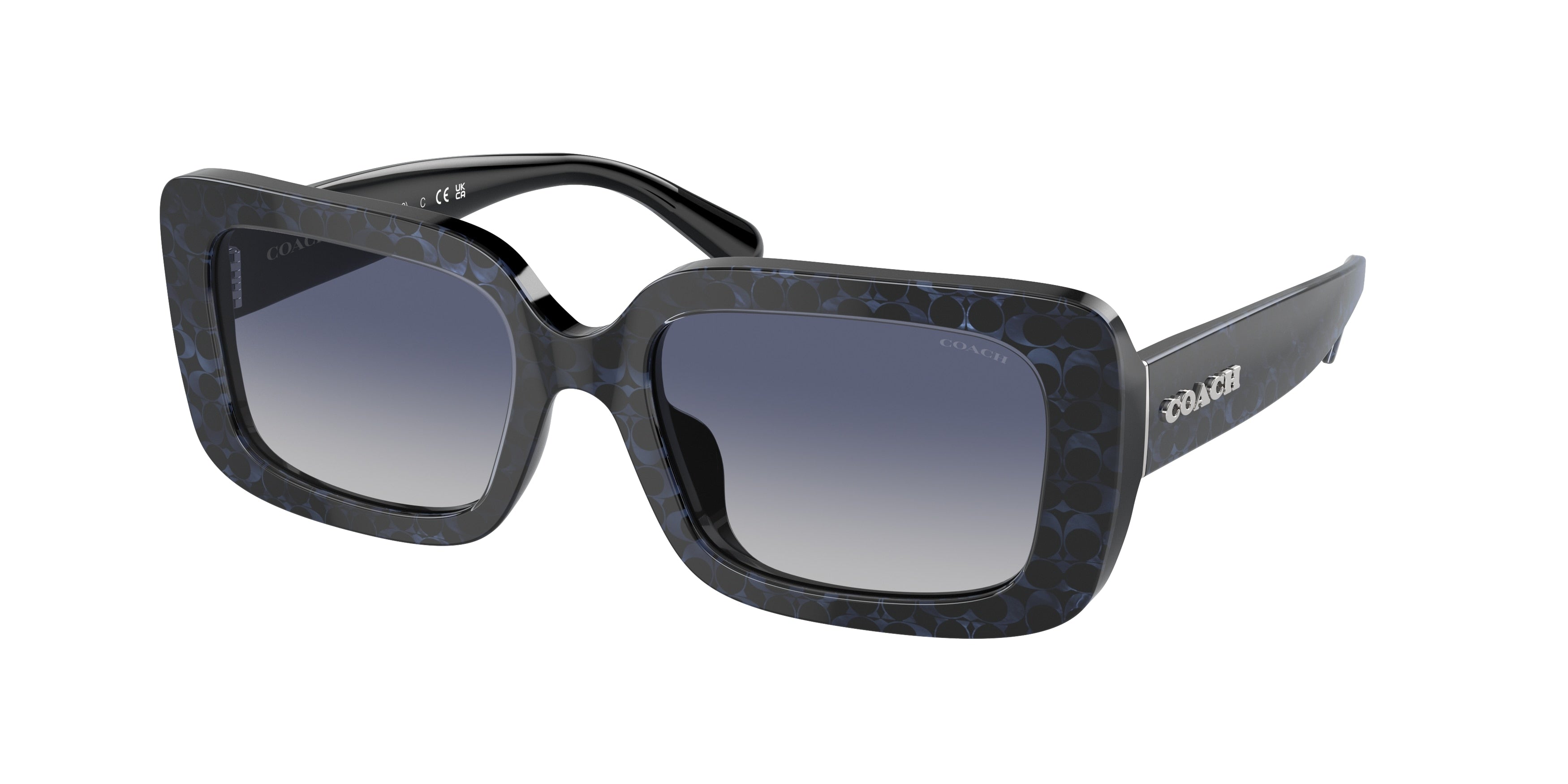 Coach CL922 HC8380U Rectangle Sunglasses 57654L-Sapphire Pearl Signature C 54-140-19 - Color Map Blue