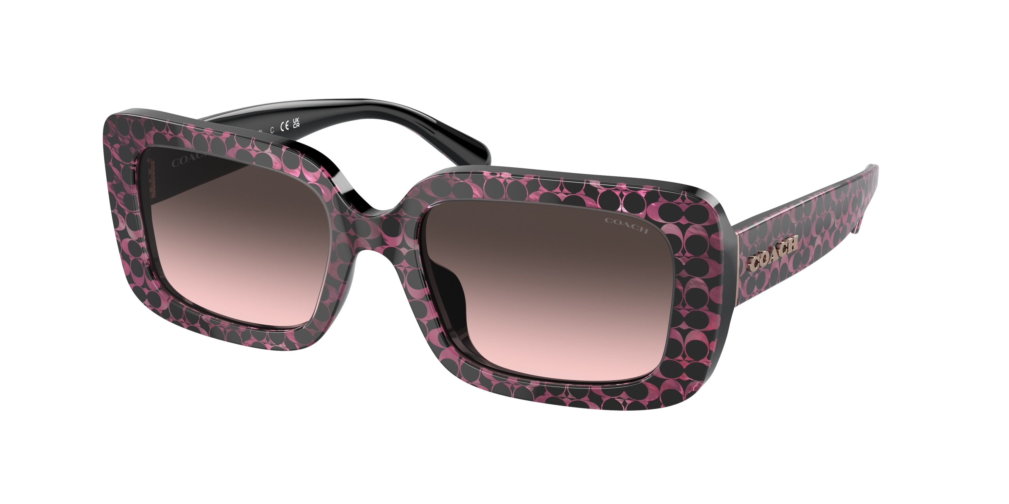 Coach CL922 HC8380U Rectangle Sunglasses 578346-Ruby Pearl Signature C 54-140-19 - Color Map Red