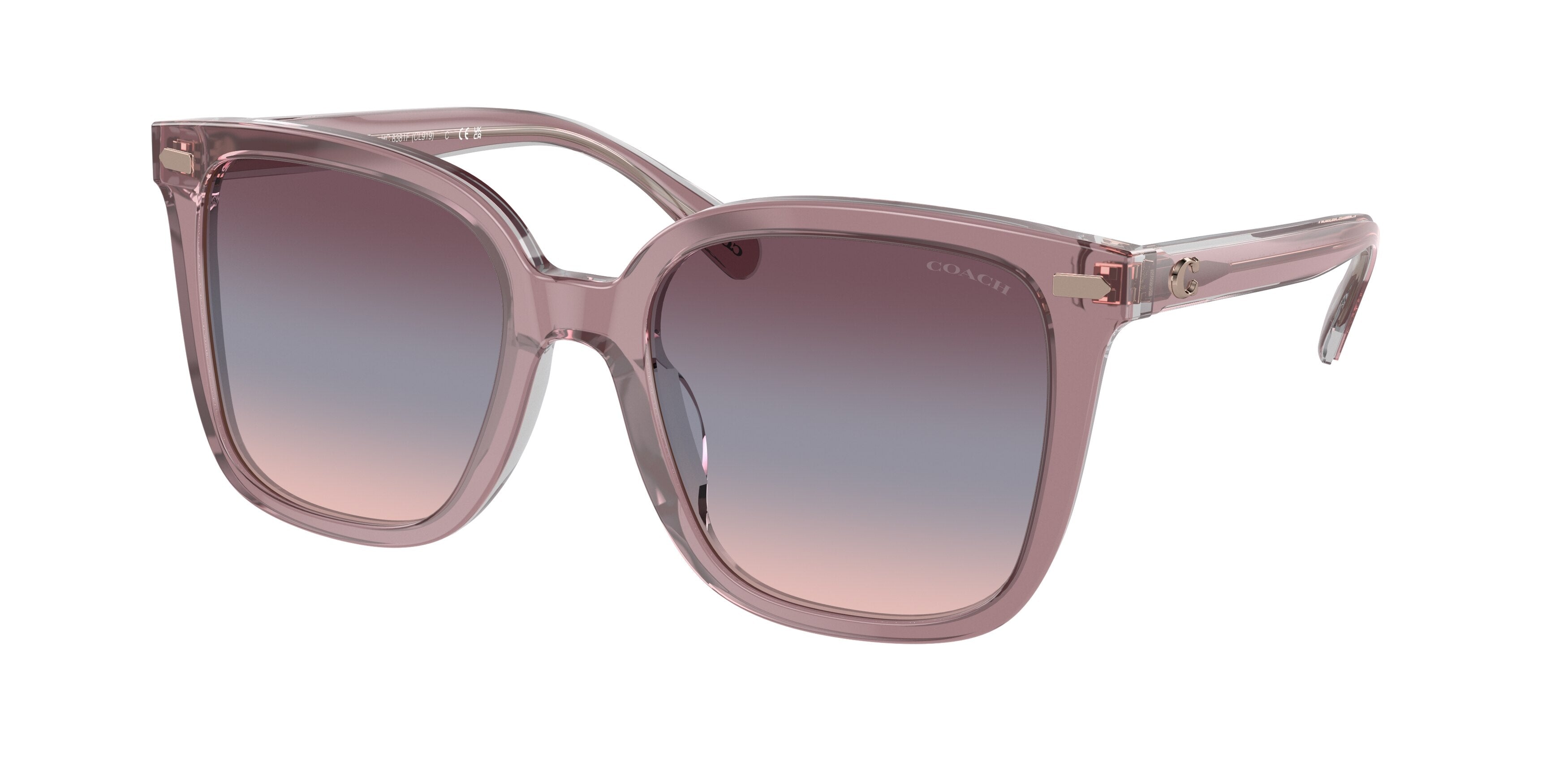 Coach CL919 HC8381F Square Sunglasses  57820J-Transparent Rose/Blush 56-150-19 - Color Map Pink