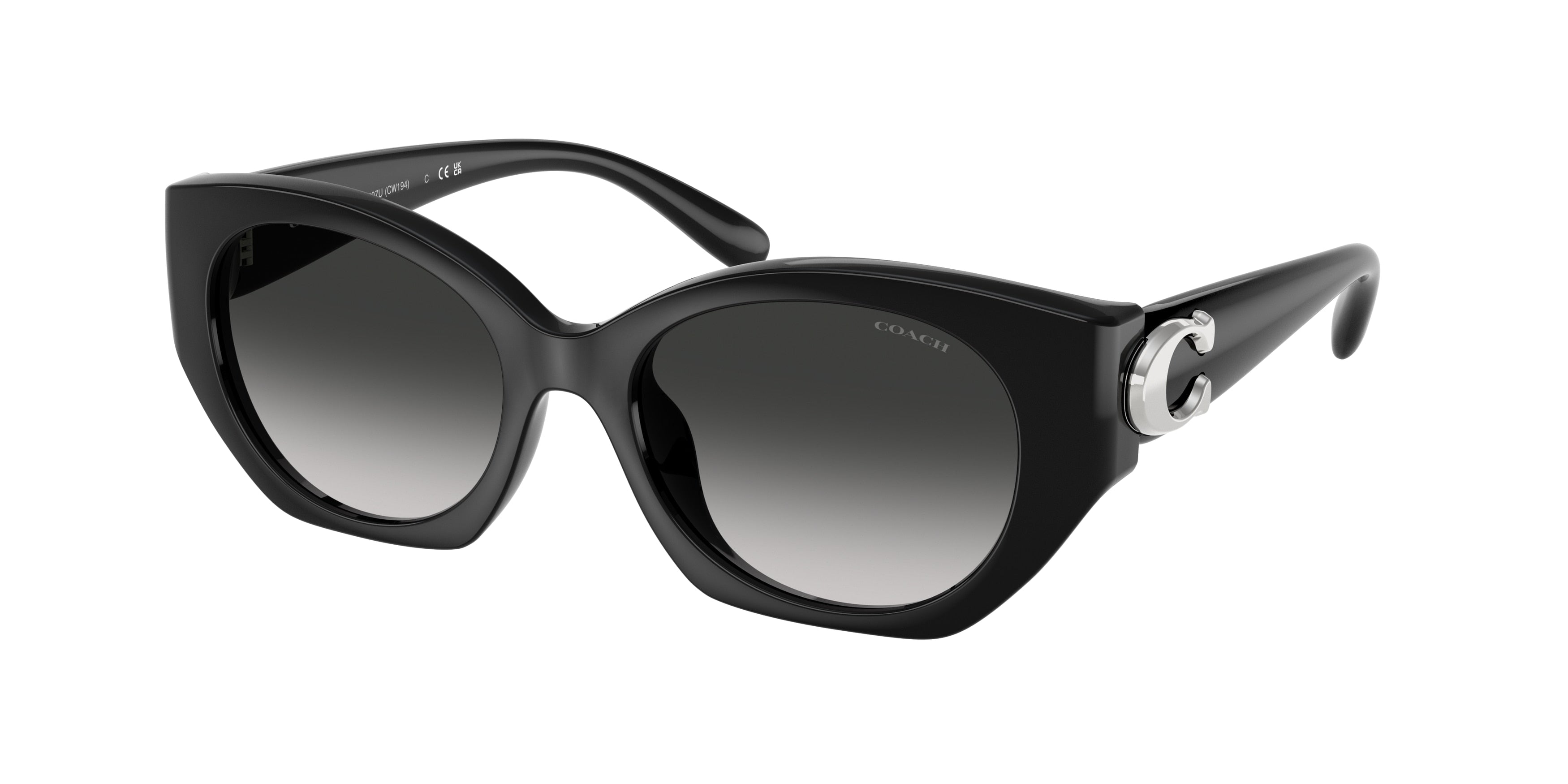 Coach CW194 HC8407U Oval Sunglasses  50023C-Black 52-140-18 - Color Map Black