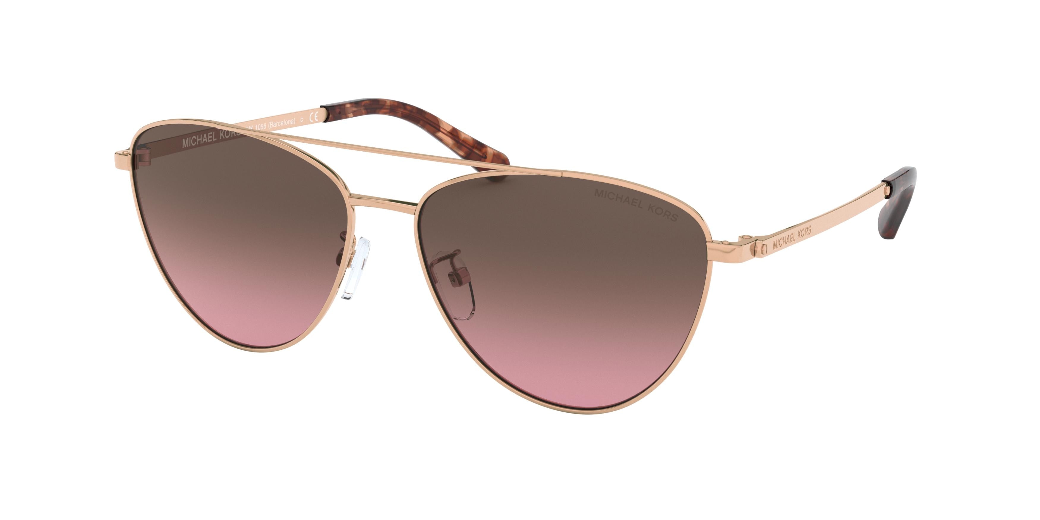 Michael Kors BARCELONA MK1056 Pilot Sunglasses 110867-Rose Gold 58-140-15 - Color Map Gold