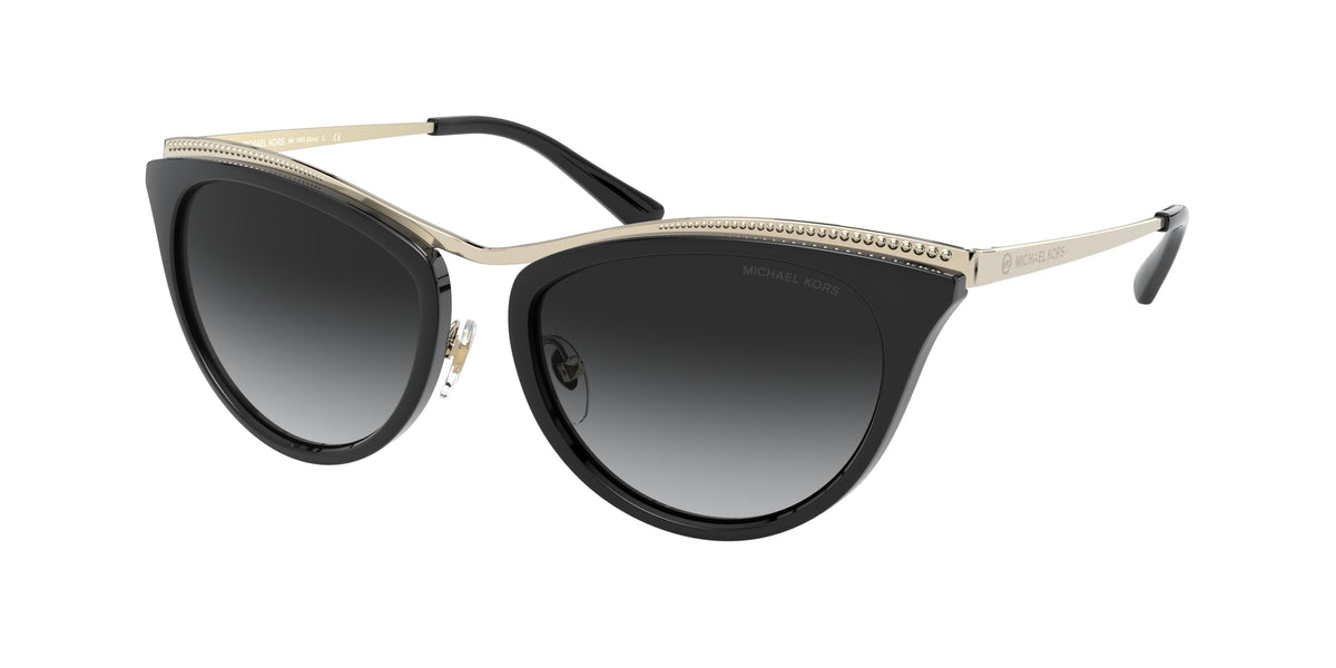 Michael Kors AZUR MK1065 Cat Eye Sunglasses 10148G-Light Gold/Black 54-140-18 - Color Map Gold