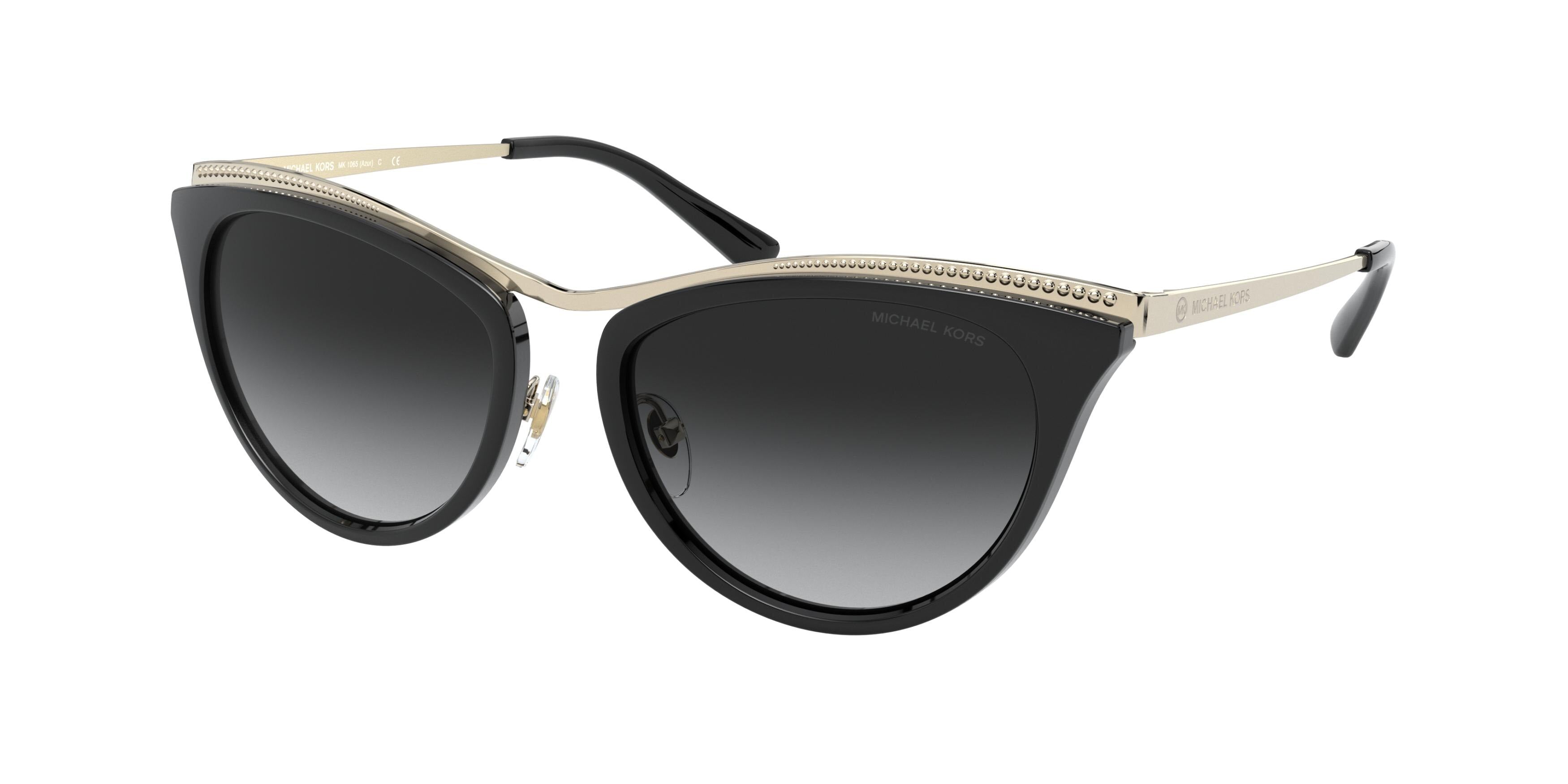 Michael Kors AZUR MK1065 Cat Eye Sunglasses 10148G-Light Gold/Black 54-140-18 - Color Map Gold