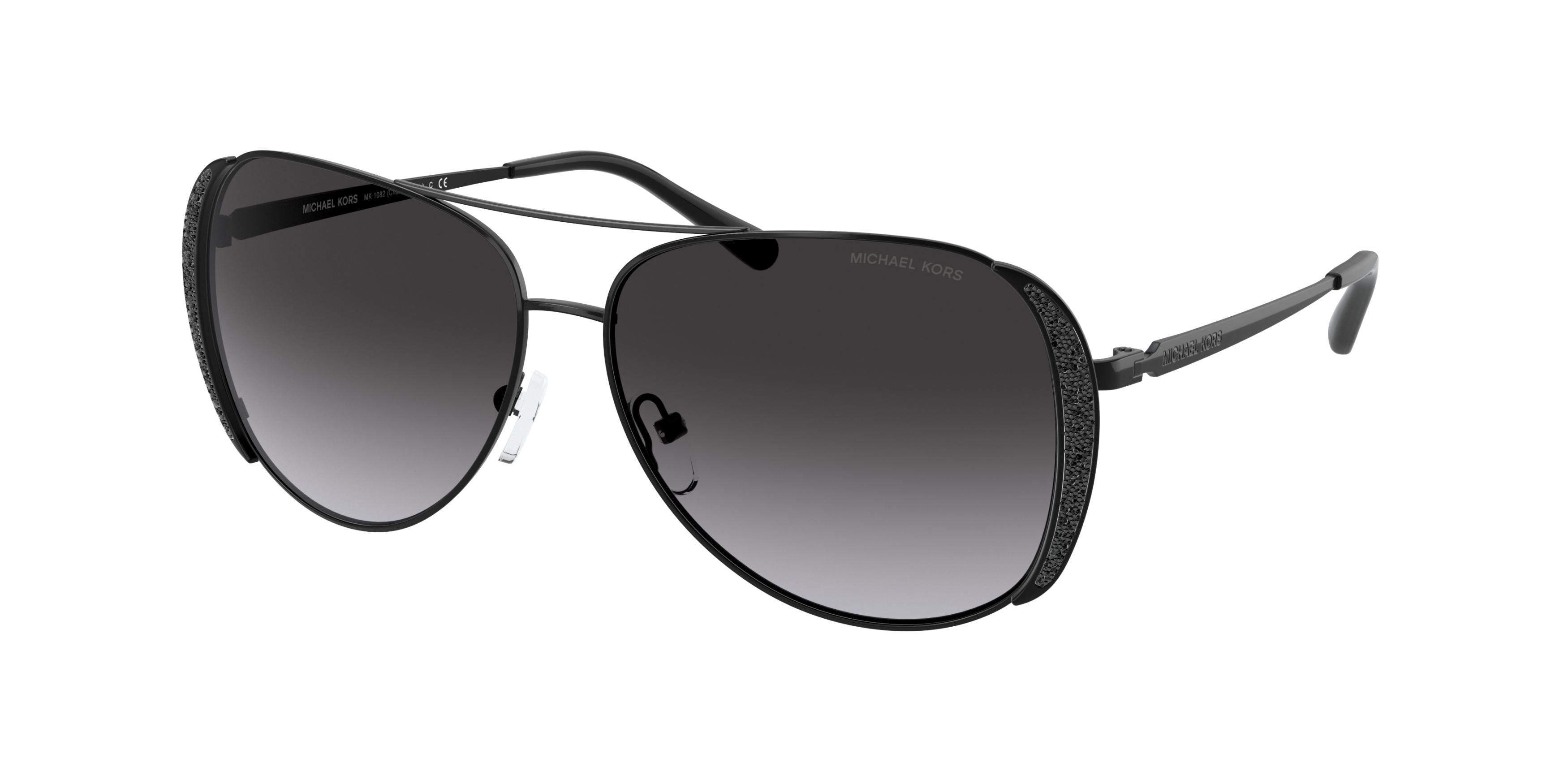 Michael Kors CHELSEA GLAM MK1082 Pilot Sunglasses 10618G-Black 58-140-13 - Color Map Black
