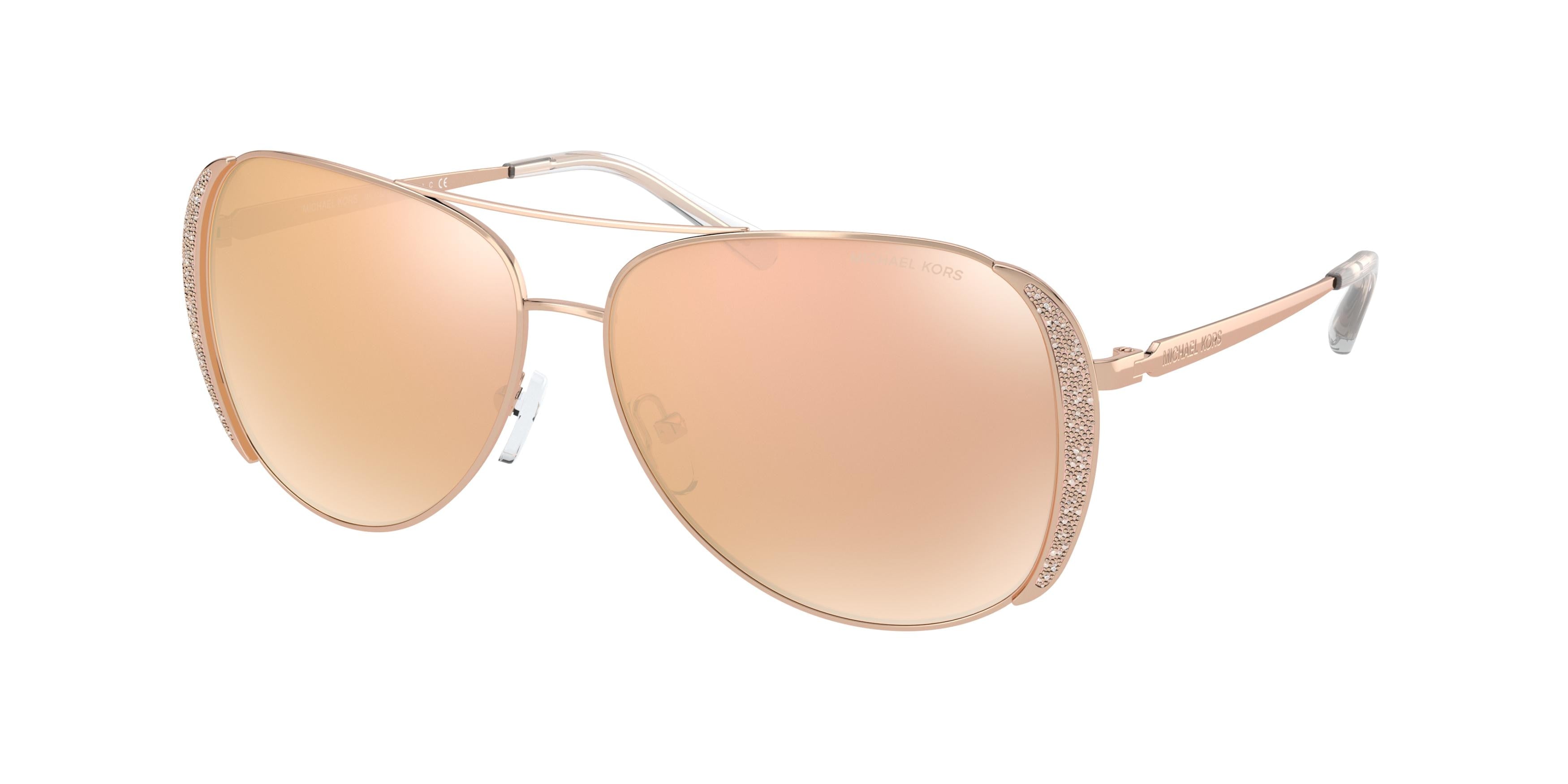 Michael Kors CHELSEA GLAM MK1082 Pilot Sunglasses 1108R1-Rose Gold 58-140-13 - Color Map Gold