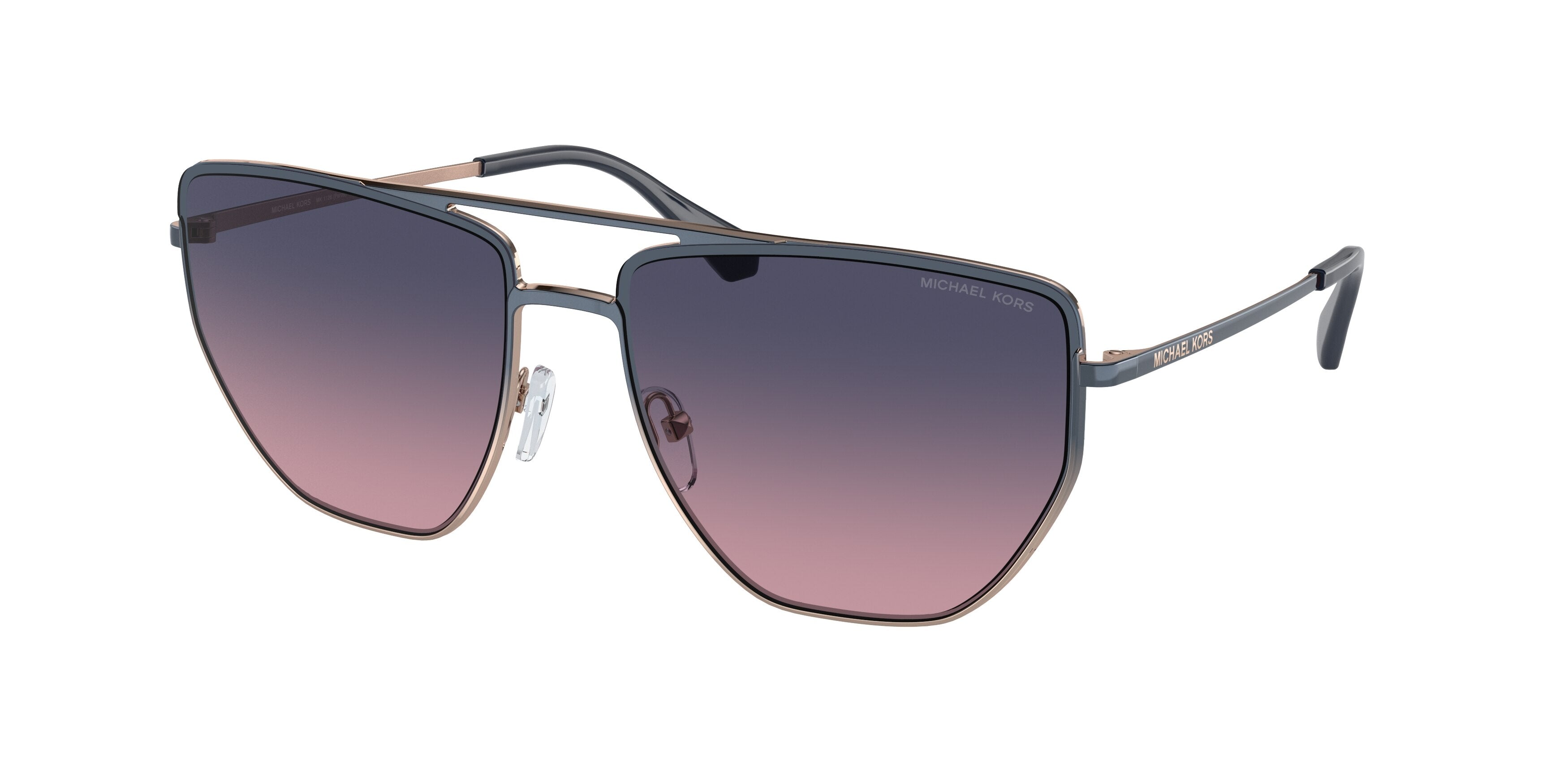 Michael Kors PAROS MK1126 Pilot Sunglasses 1334I6-Navy Rose Gold Gradient 60-140-15 - Color Map Blue