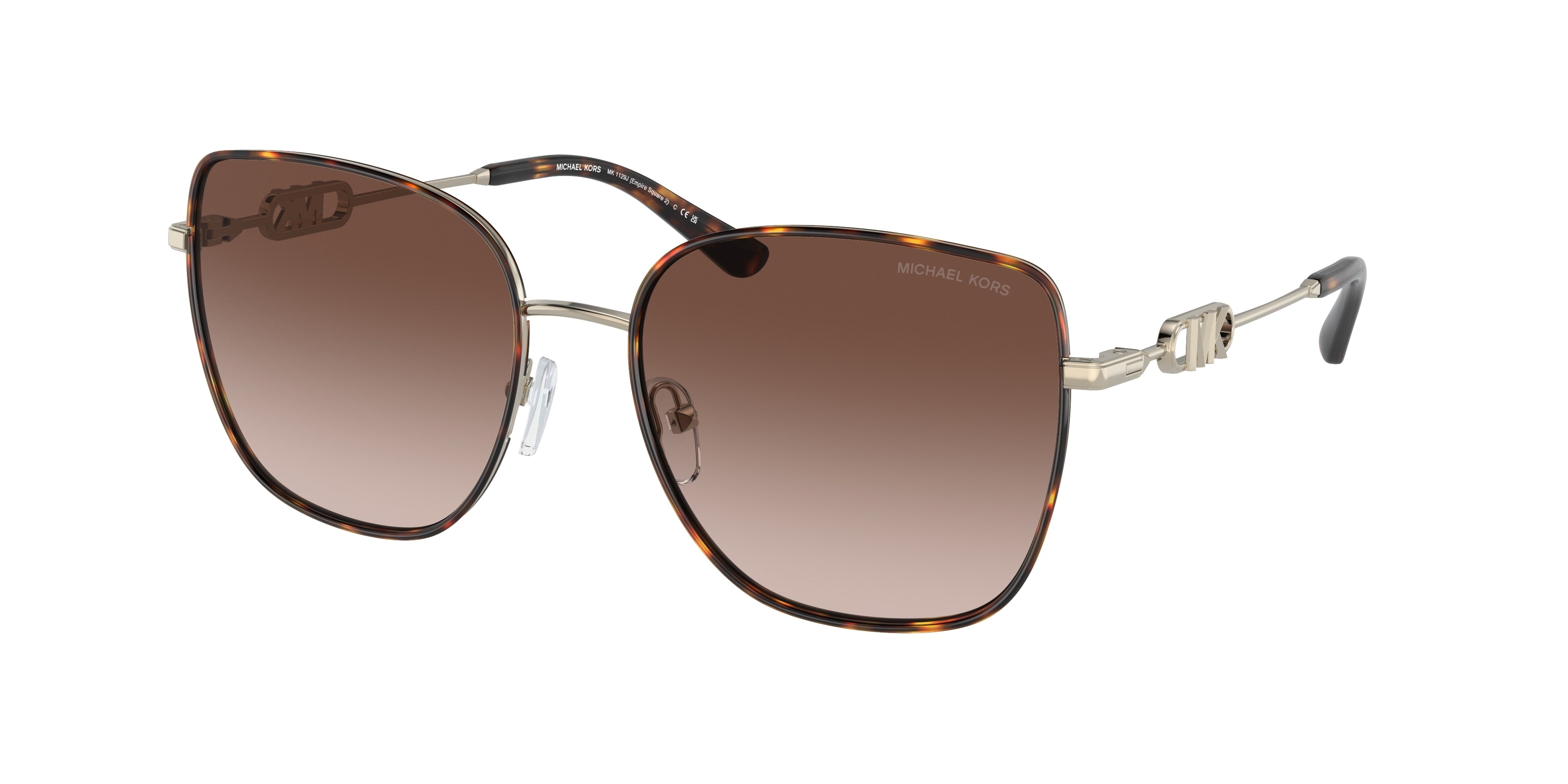 Michael Kors EMPIRE SQUARE 2 MK1129J Square Sunglasses 101413-Light Gold/Dark Tortoise 56-140-18 - Color Map Gold