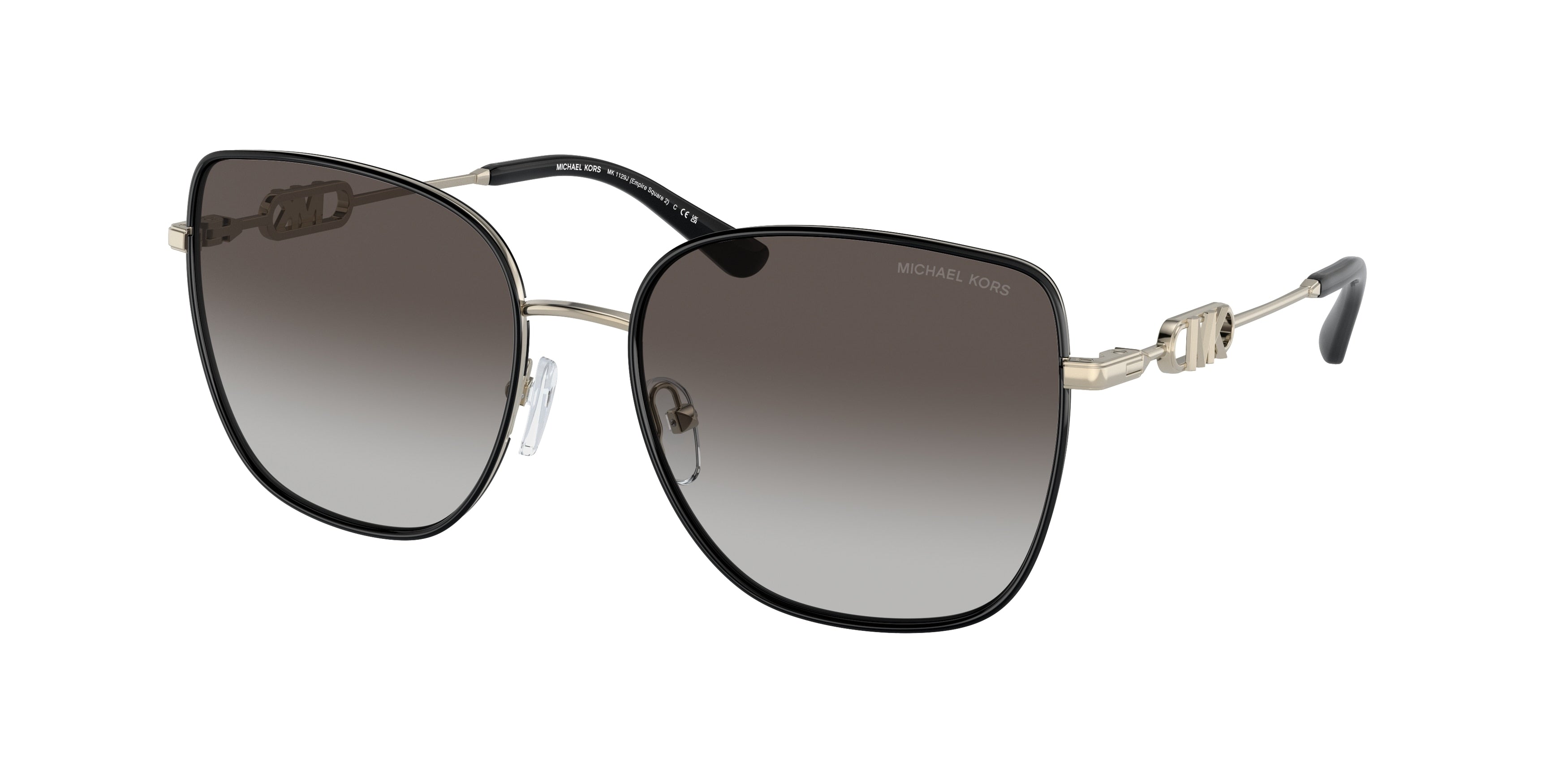 Michael Kors EMPIRE SQUARE 2 MK1129J Square Sunglasses 10148G-Light Gold / Black 56-140-18 - Color Map Gold