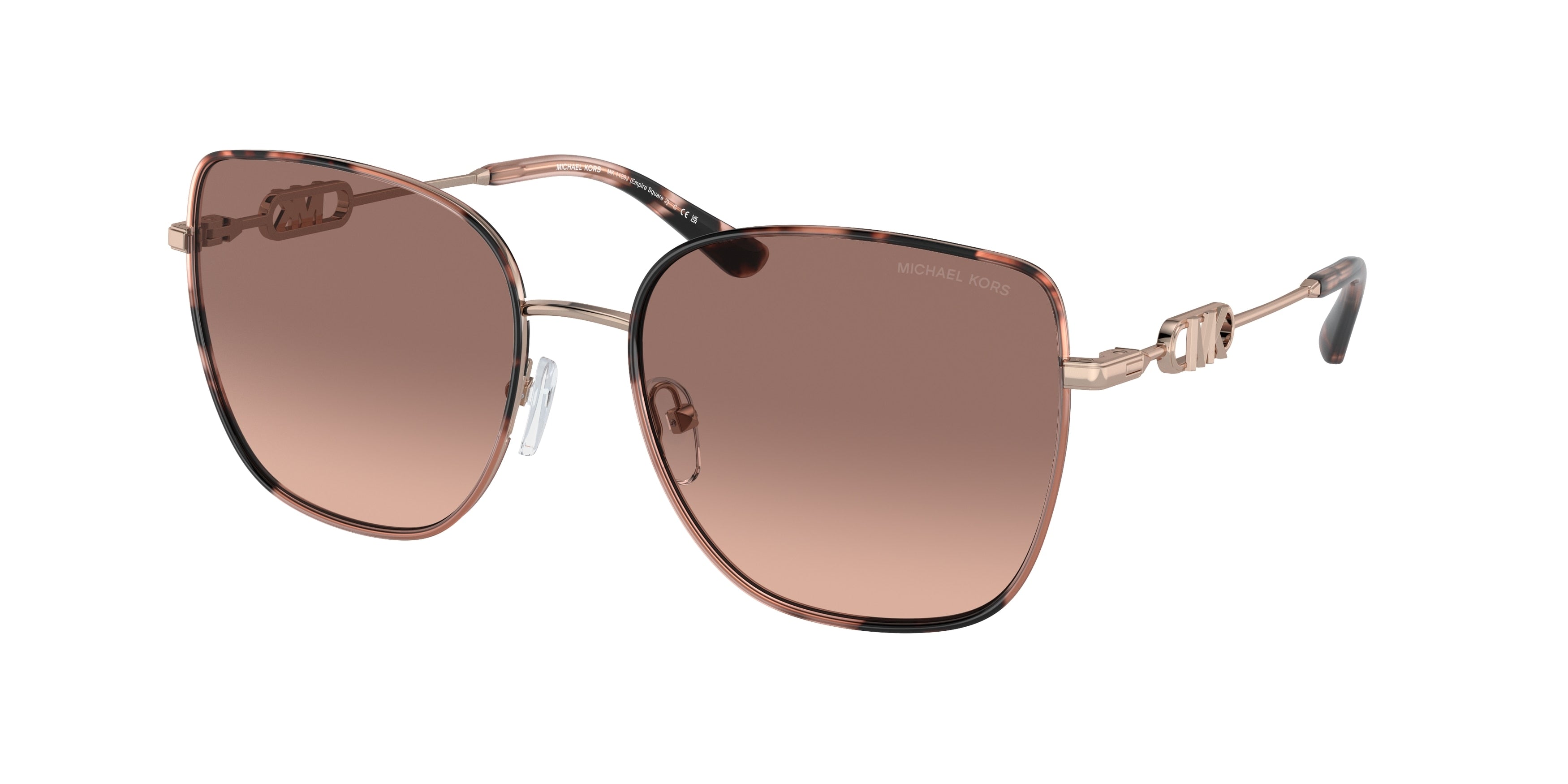 Michael Kors EMPIRE SQUARE 2 MK1129J Square Sunglasses 110813-Rose Gold/Pink Tortoise 56-140-18 - Color Map Gold