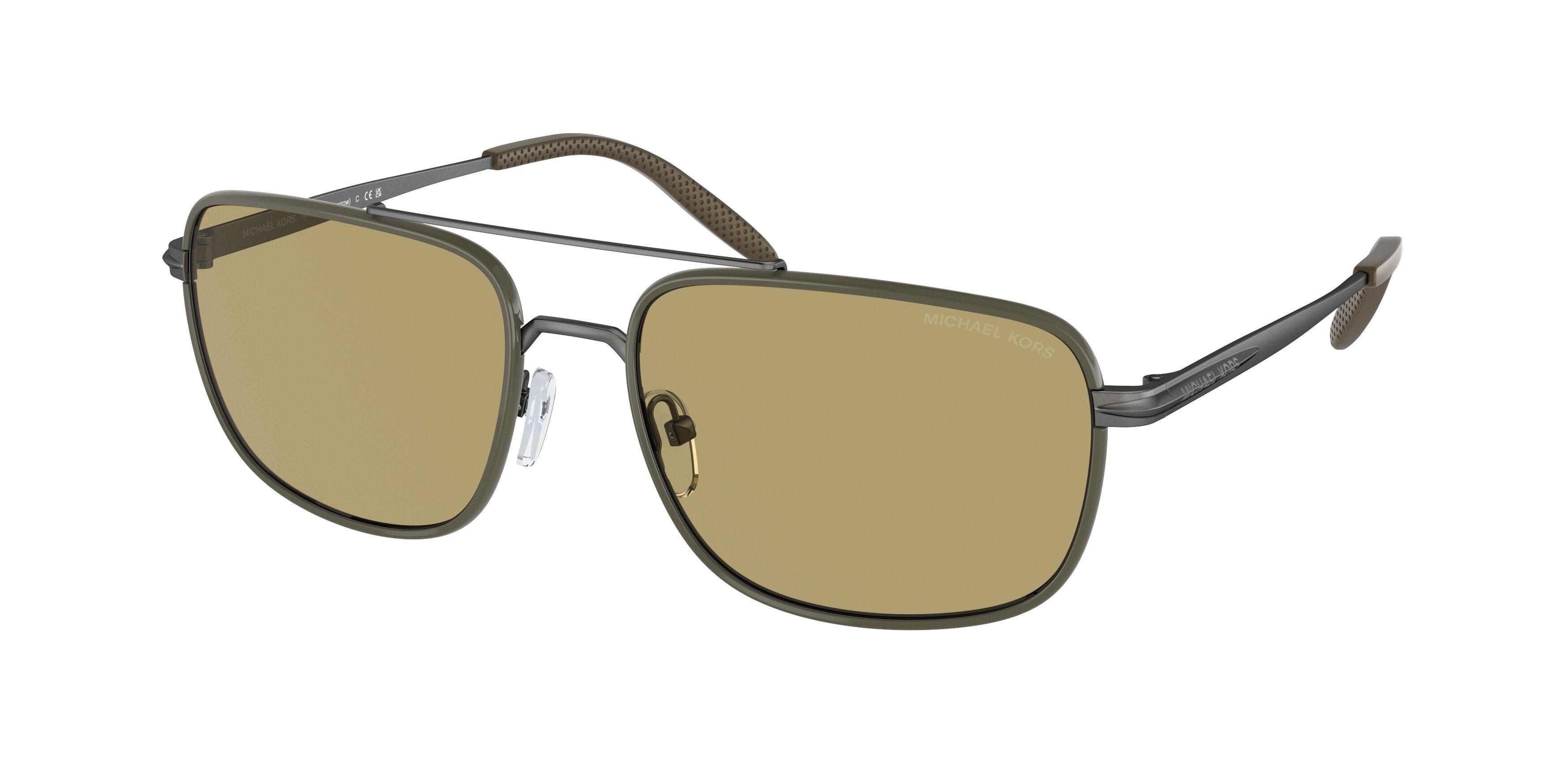Michael Kors GLASGOW MK1133J Rectangle Sunglasses 1023/2-Matte Gunmetal/Olive 60-145-18 - Color Map Grey