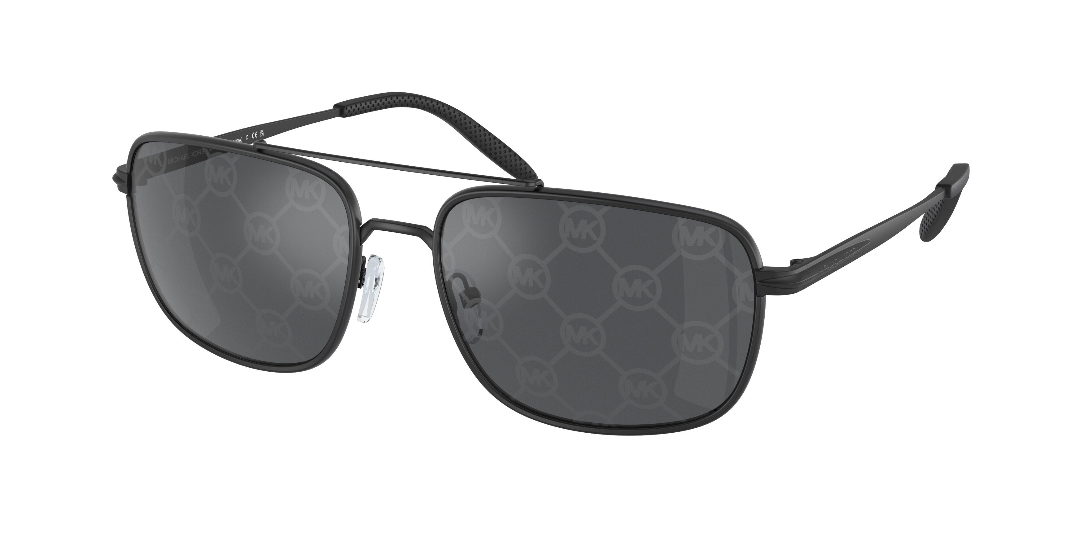 Michael Kors GLASGOW MK1133J Rectangle Sunglasses 1553AI-Matte Black 60-145-18 - Color Map Black