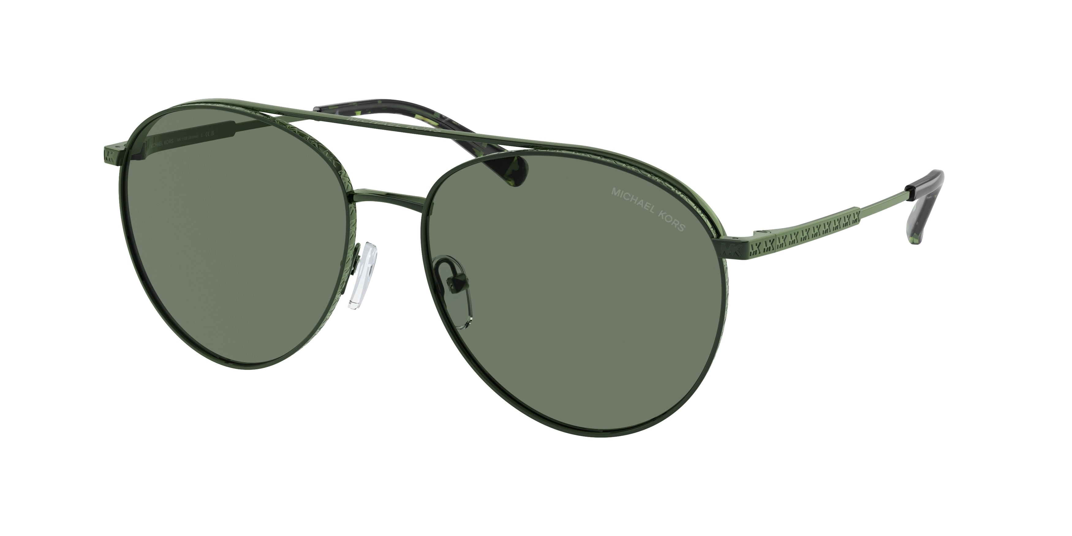 Michael Kors ARCHES MK1138 Pilot Sunglasses 18943H-Amazon Green Metal 58-145-16 - Color Map Green