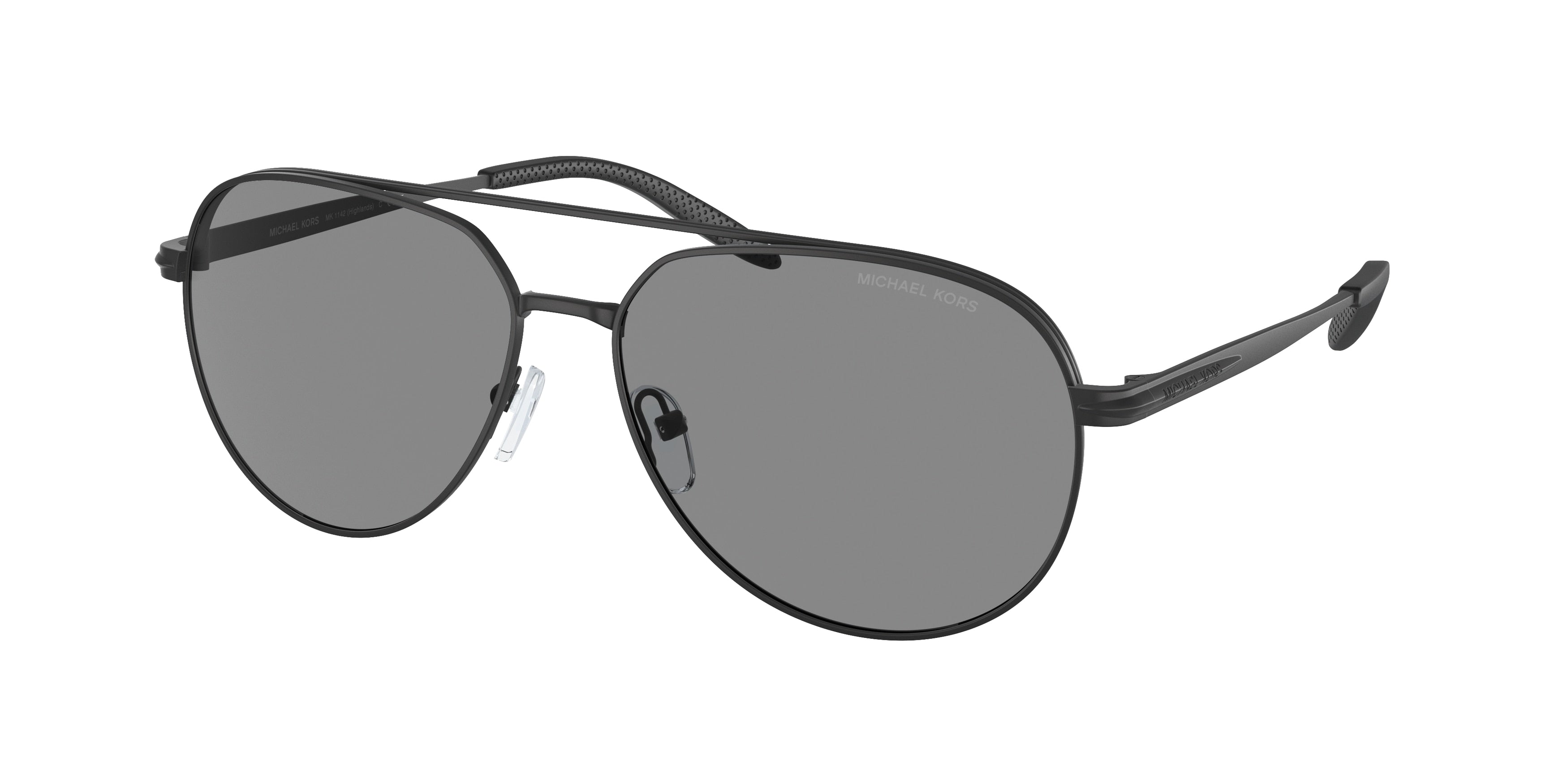 Michael Kors HIGHLANDS MK1142 Pilot Sunglasses 10043F-Matte Black 60-145-15 - Color Map Black