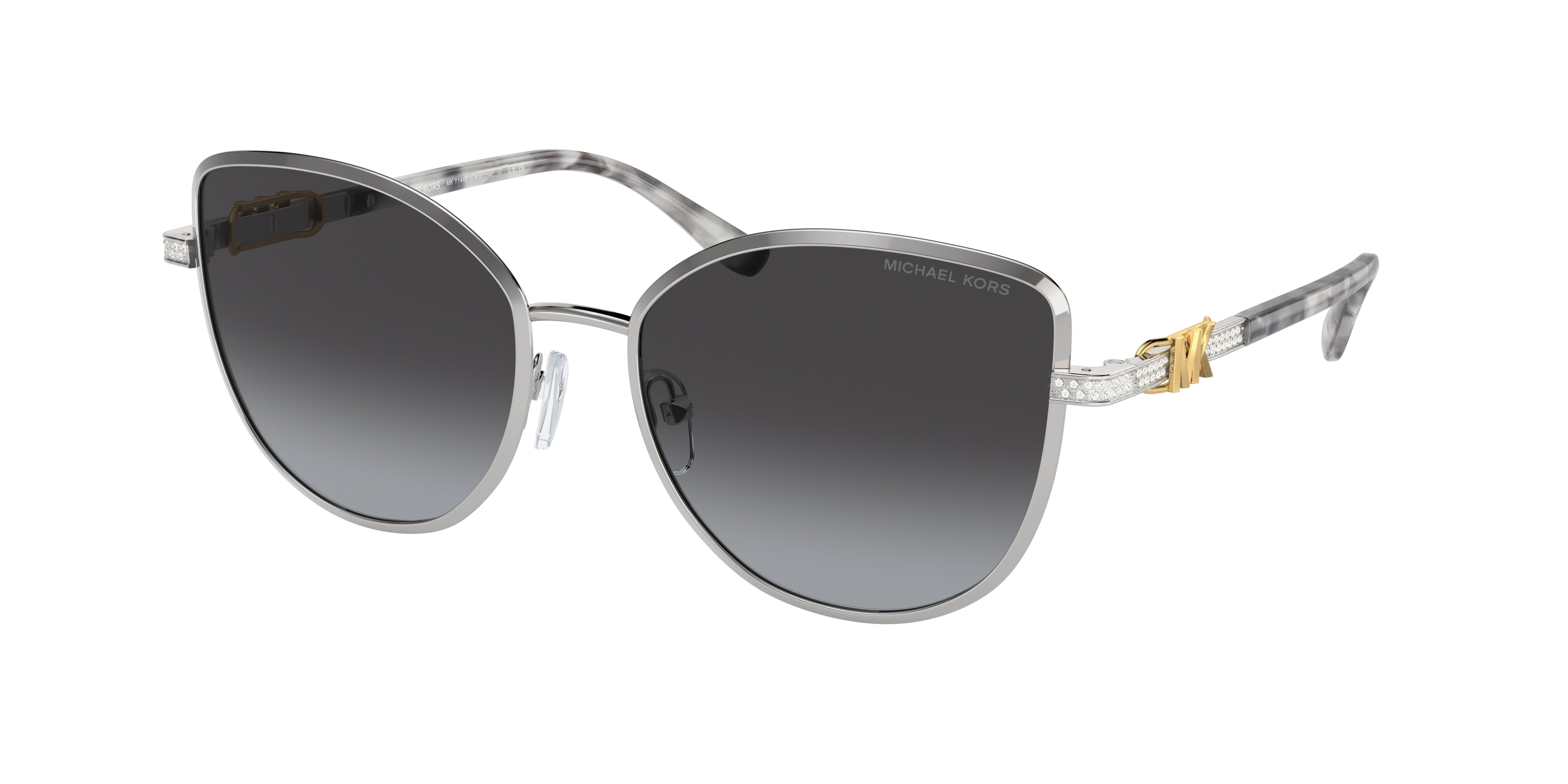 Michael Kors CATALONIA MK1144B Cat Eye Sunglasses 18938G-Shiny Silver 56-140-17 - Color Map Silver