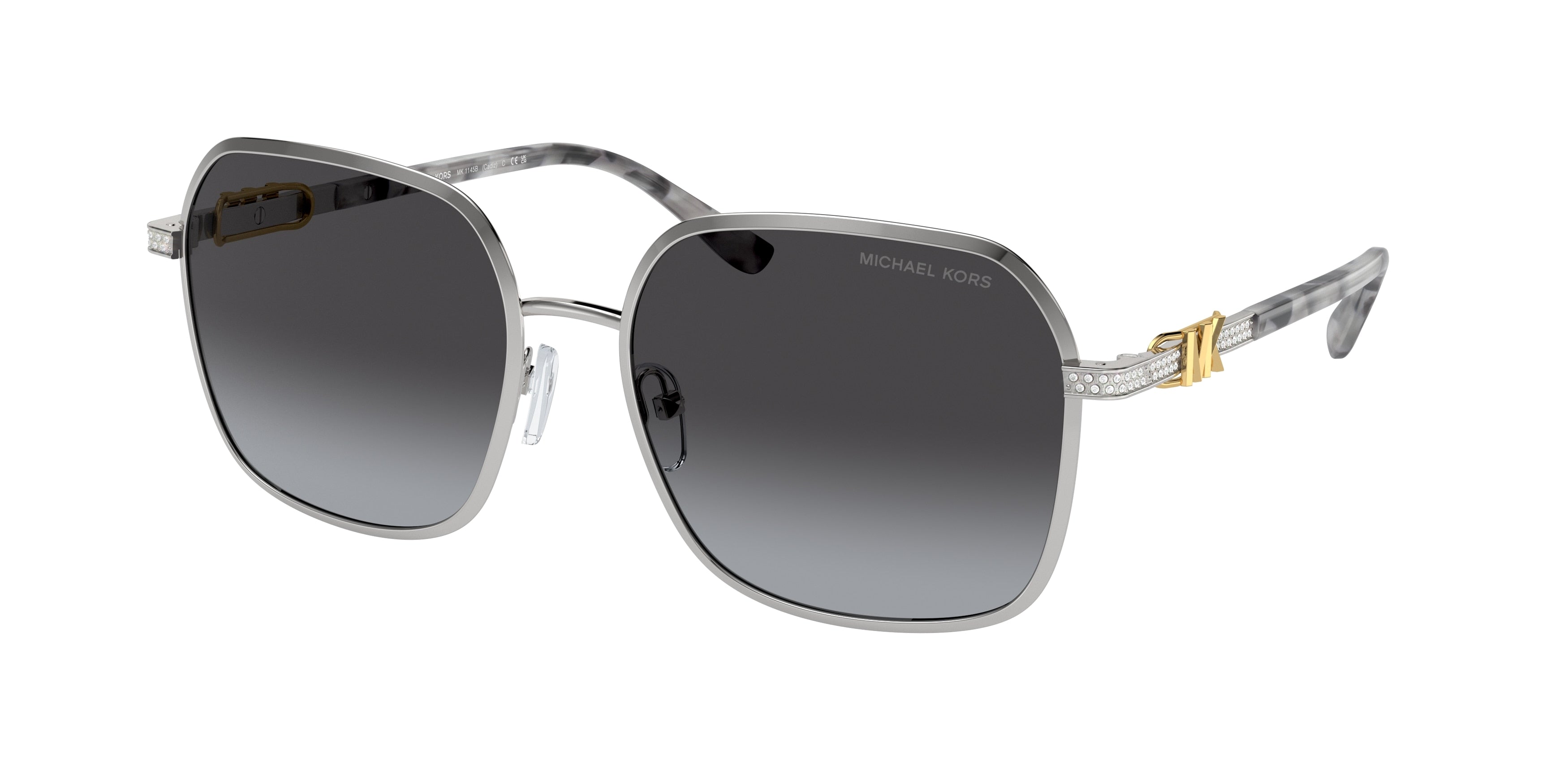 Michael Kors CADIZ MK1145B Square Sunglasses 18938G-Shiny Silver 58-145-17 - Color Map Silver