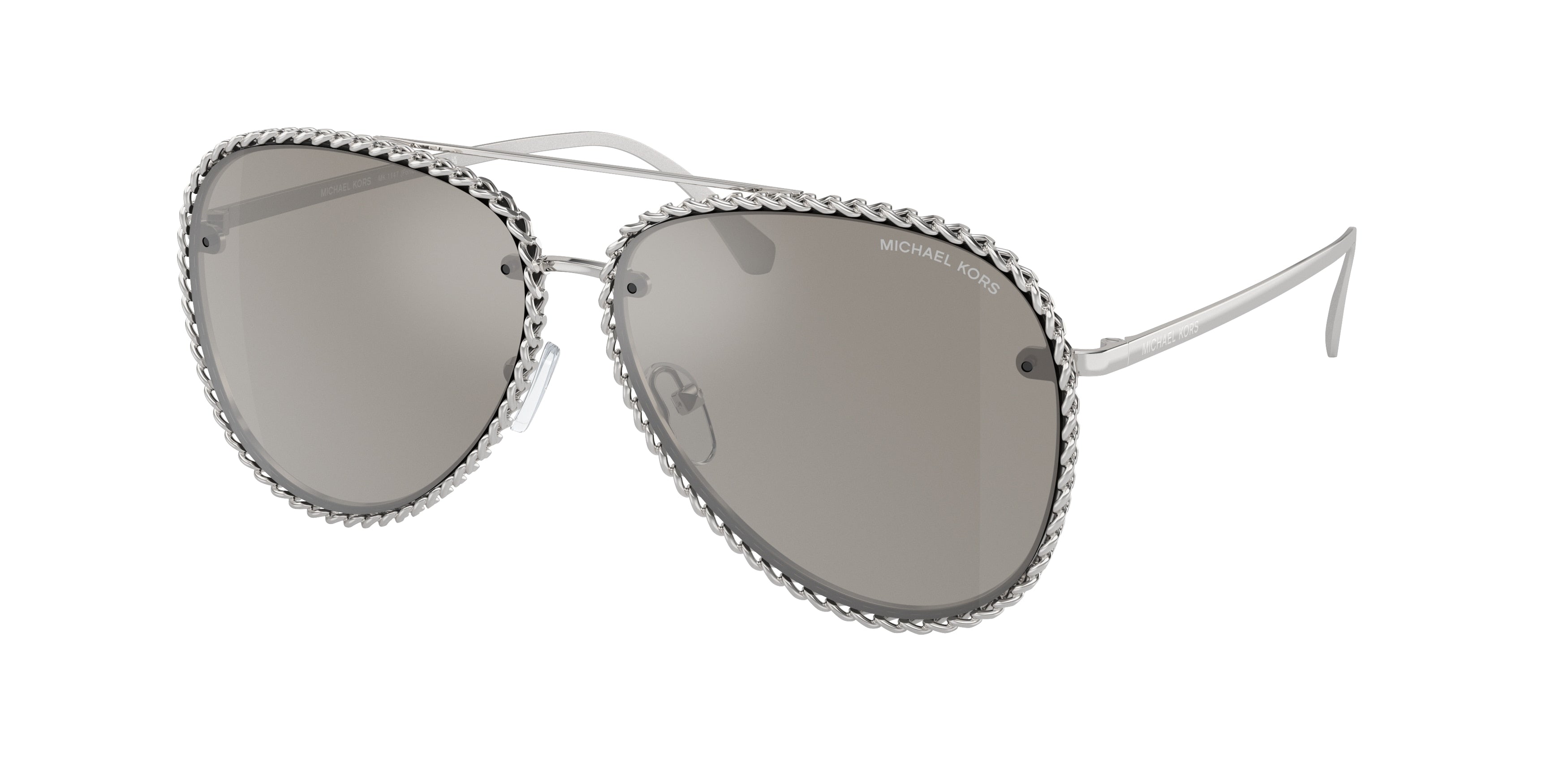 Michael Kors PORTOFINO MK1147 Pilot Sunglasses 18936G-Shiny Silver 59-140-13 - Color Map Silver