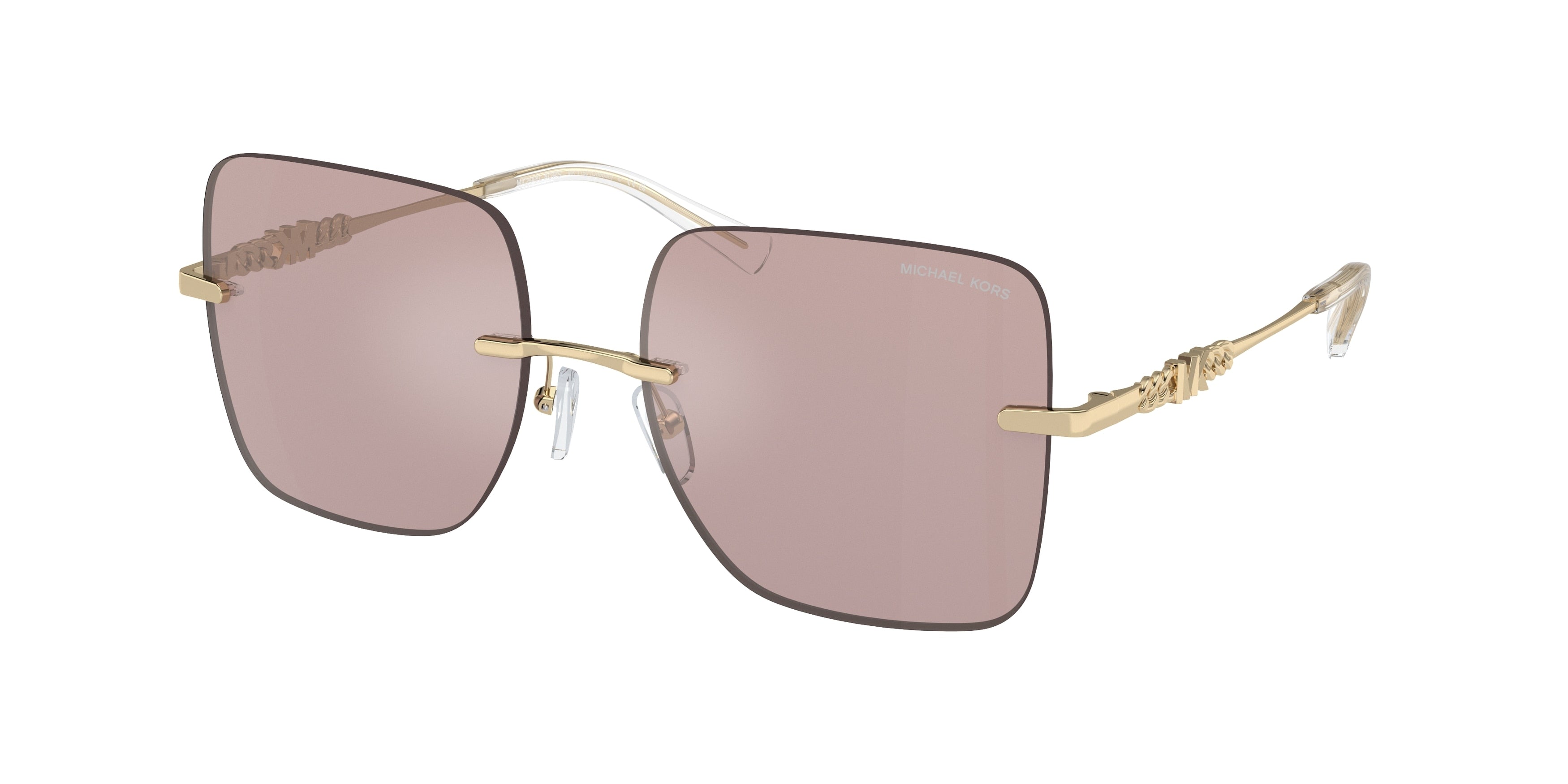 Michael Kors QUéBEC MK1150 Square Sunglasses 1014VS-Pink Solid Back Mirror 55-140-17 - Color Map Pink