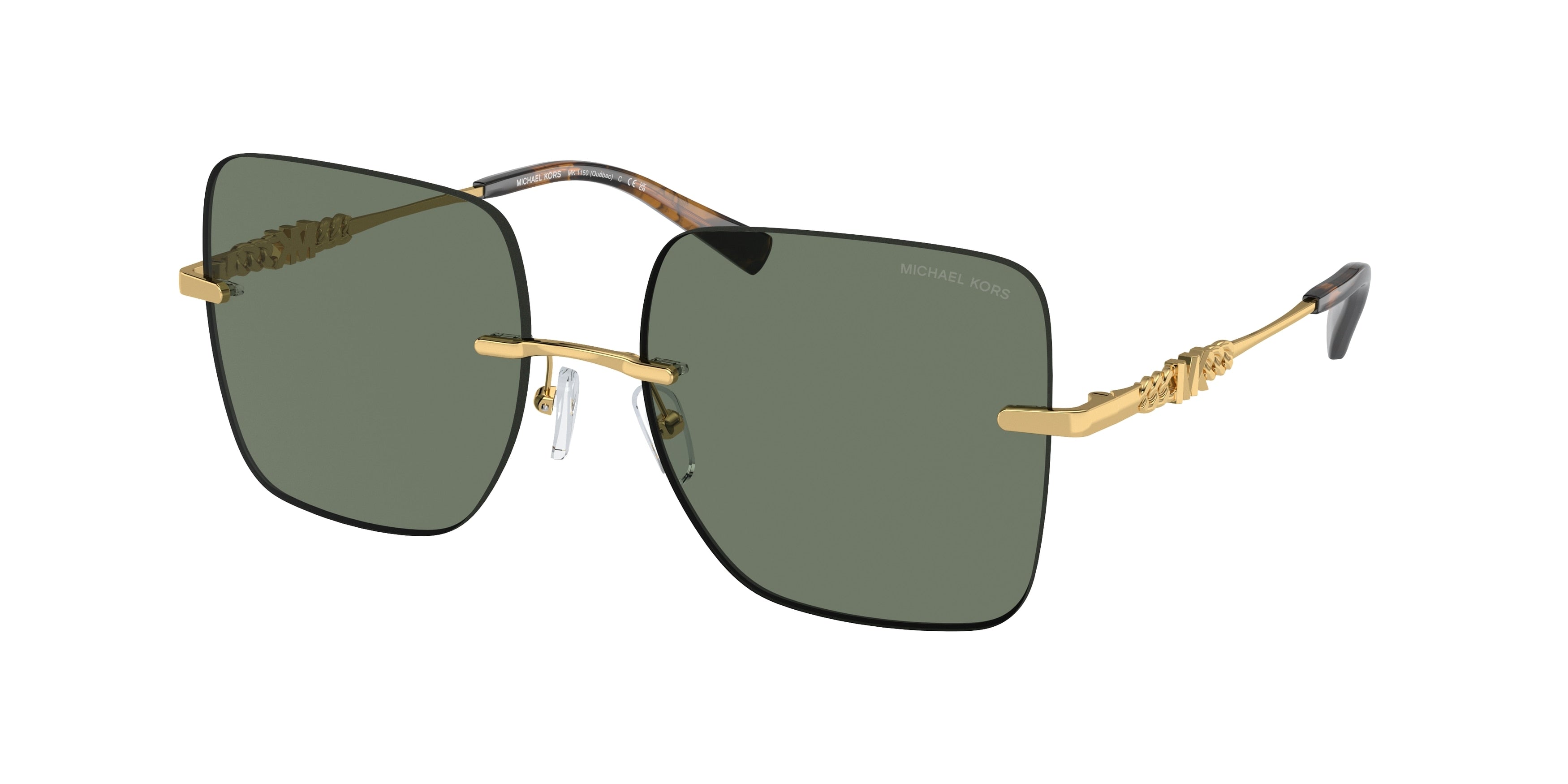Michael Kors QUéBEC MK1150 Square Sunglasses 18963H-Green Solid 55-140-17 - Color Map Green