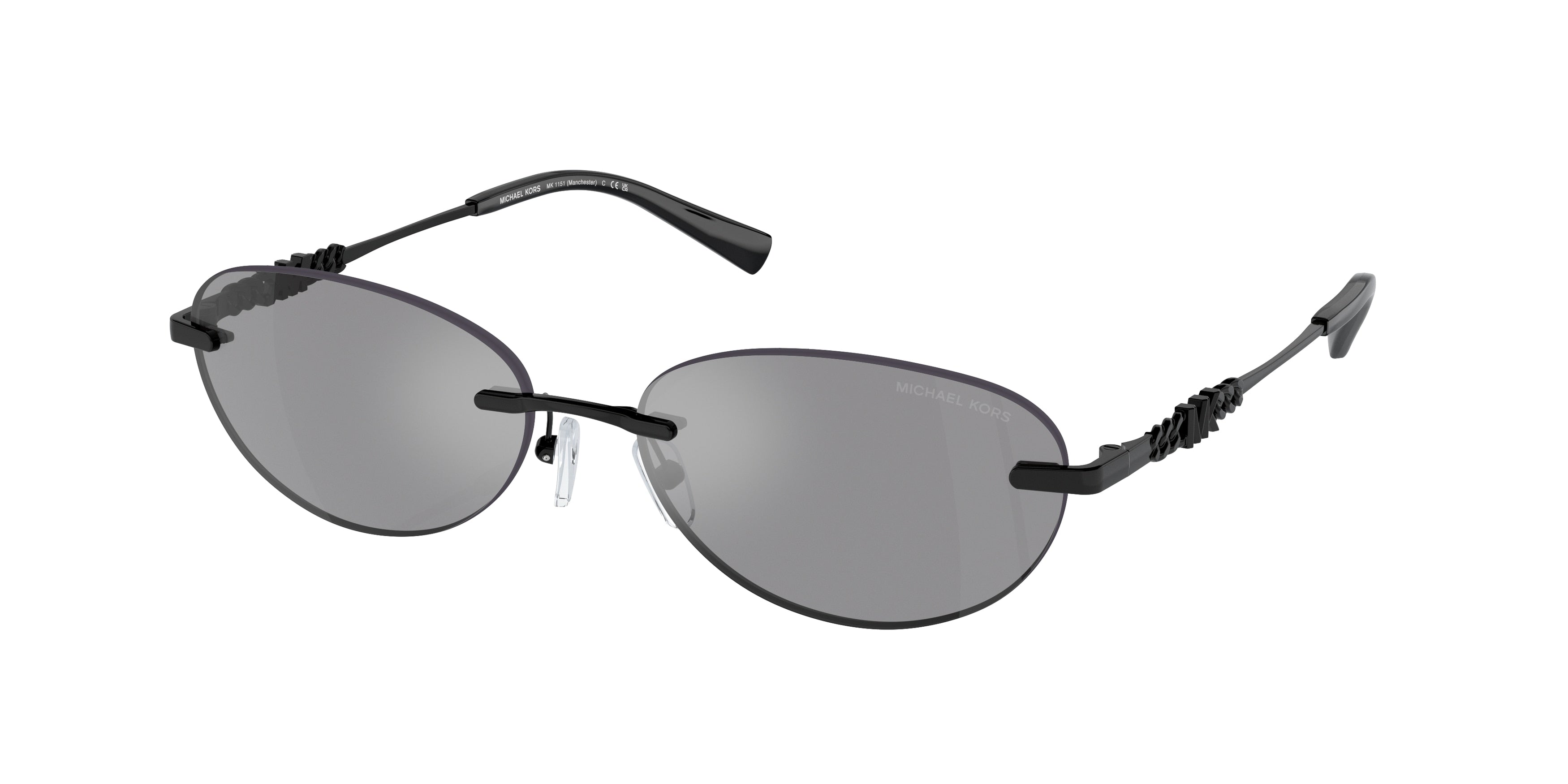 Michael Kors MANCHESTER MK1151 Oval Sunglasses 1005/1-Grey Solid Back Mirror 58-140-16 - Color Map Grey