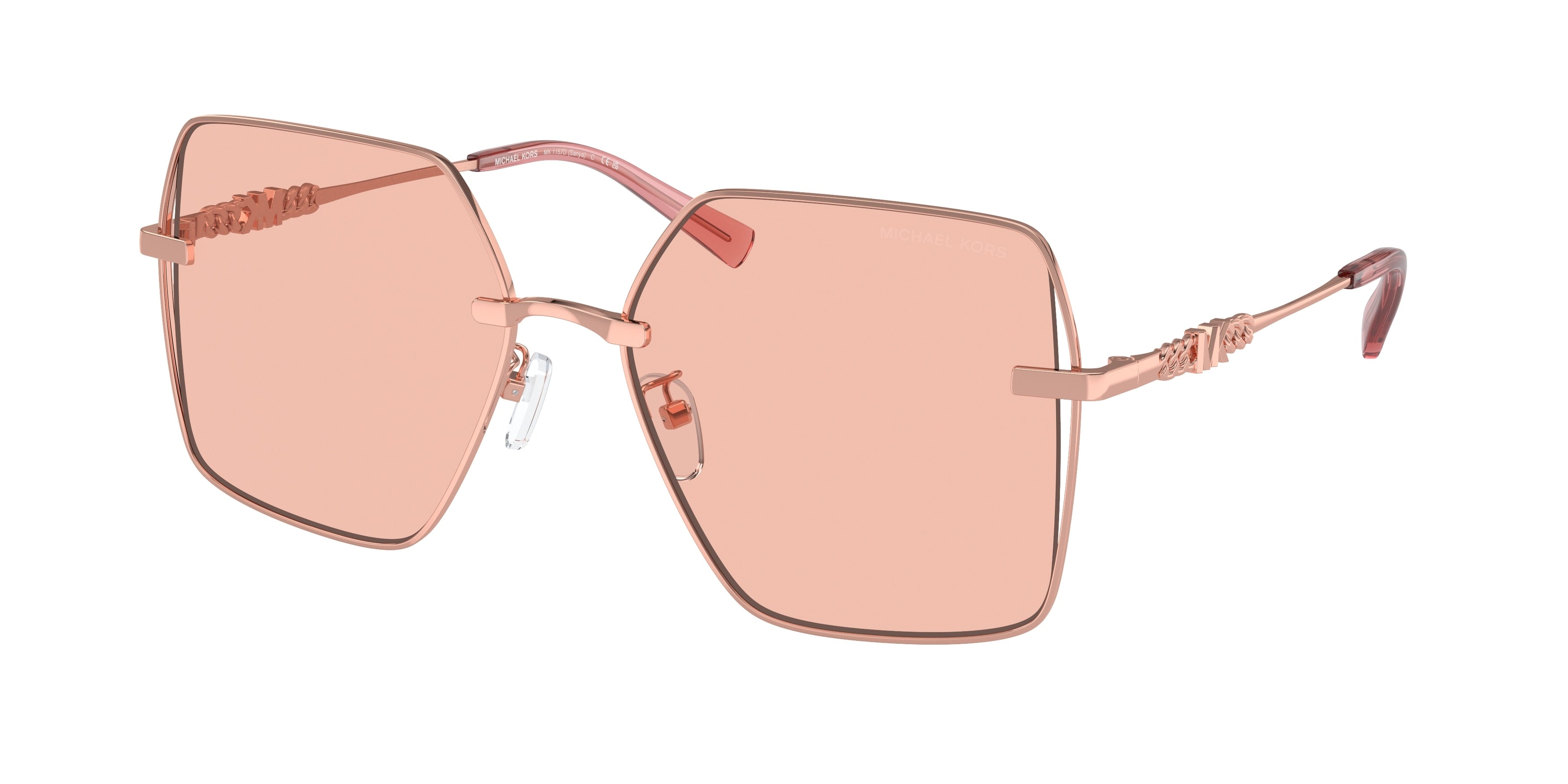 Michael Kors SANYA MK1157D Square Sunglasses 110884-Shiny Rose Gold 58-145-17 - Color Map Gold