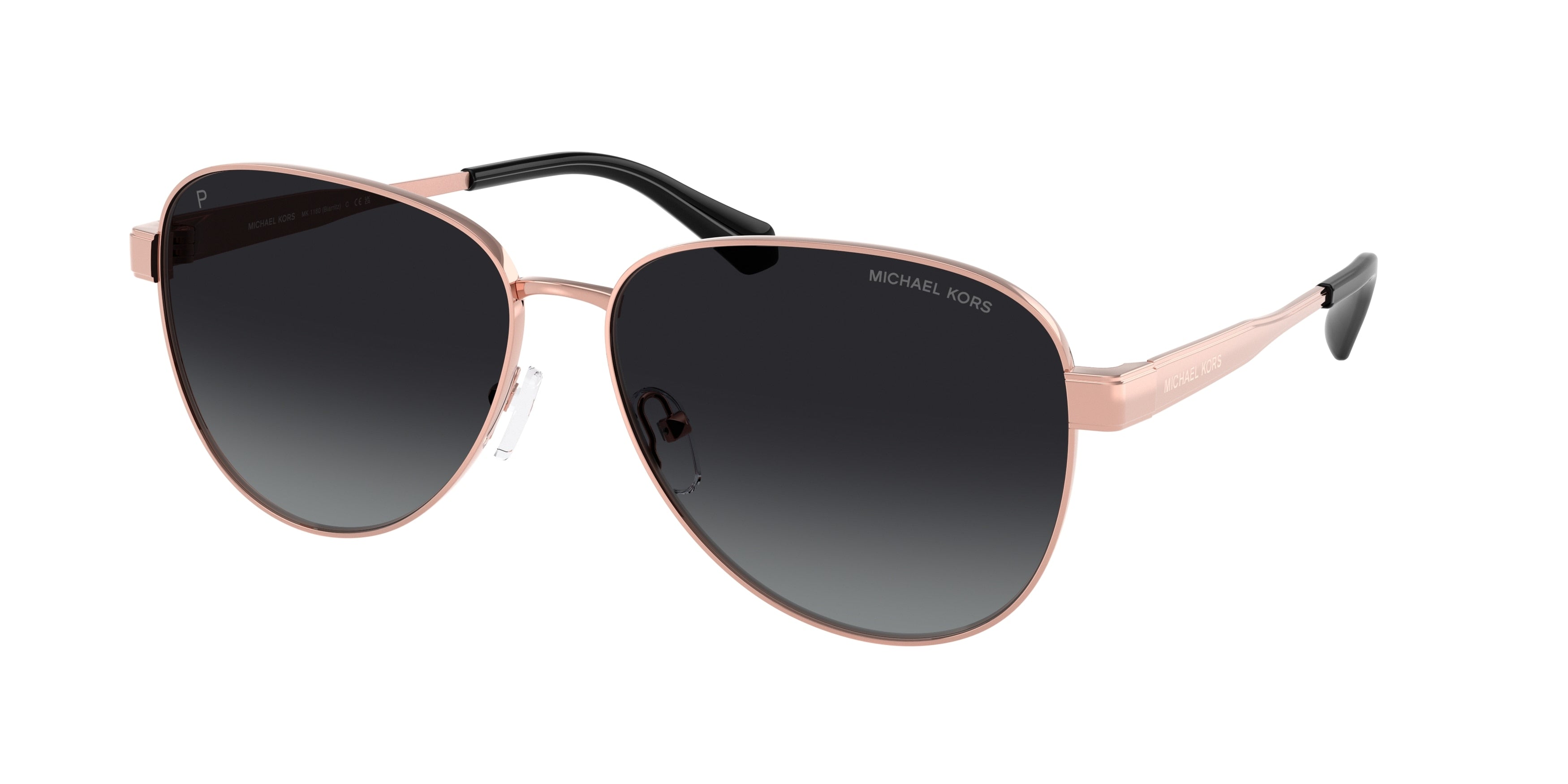 Michael Kors BIARRITZ MK1160 Pilot Sunglasses 1108T3-Rose Gold 61-145-14 - Color Map Gold