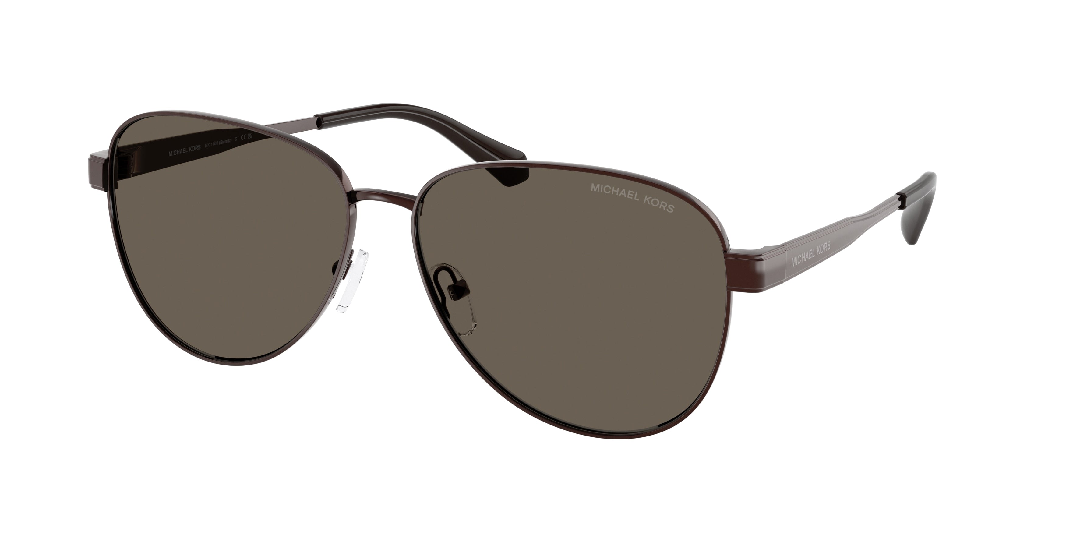 Michael Kors BIARRITZ MK1160 Pilot Sunglasses 1891/3-Chocolate Shiny 61-145-14 - Color Map Brown