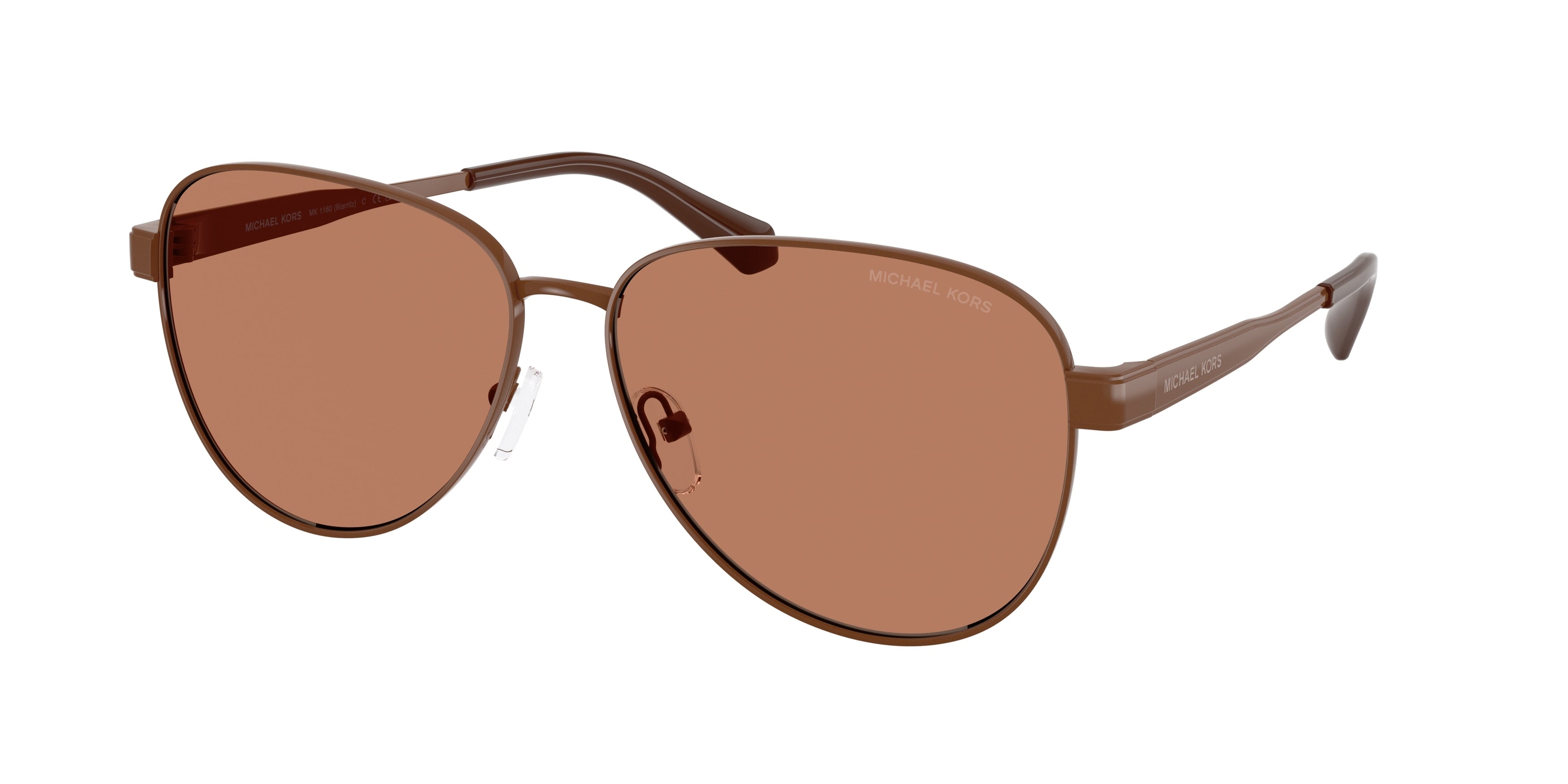 Michael Kors BIARRITZ MK1160 Pilot Sunglasses 1902/3-Nutmeg 61-145-14 - Color Map Brown