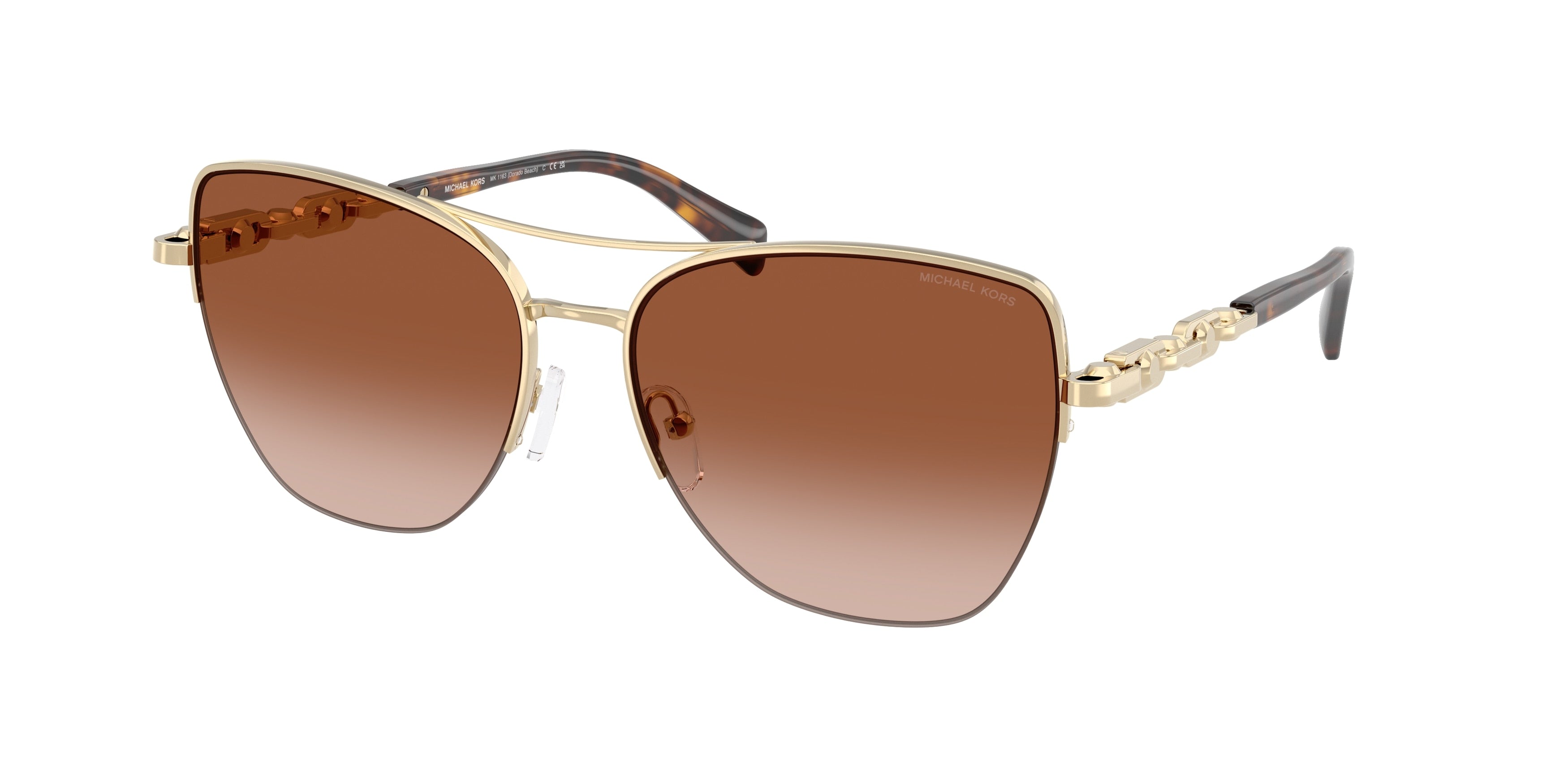Michael Kors DORADO BEACH MK1163 Square Sunglasses 101413-Light Gold Shiny 57-140-16 - Color Map Gold
