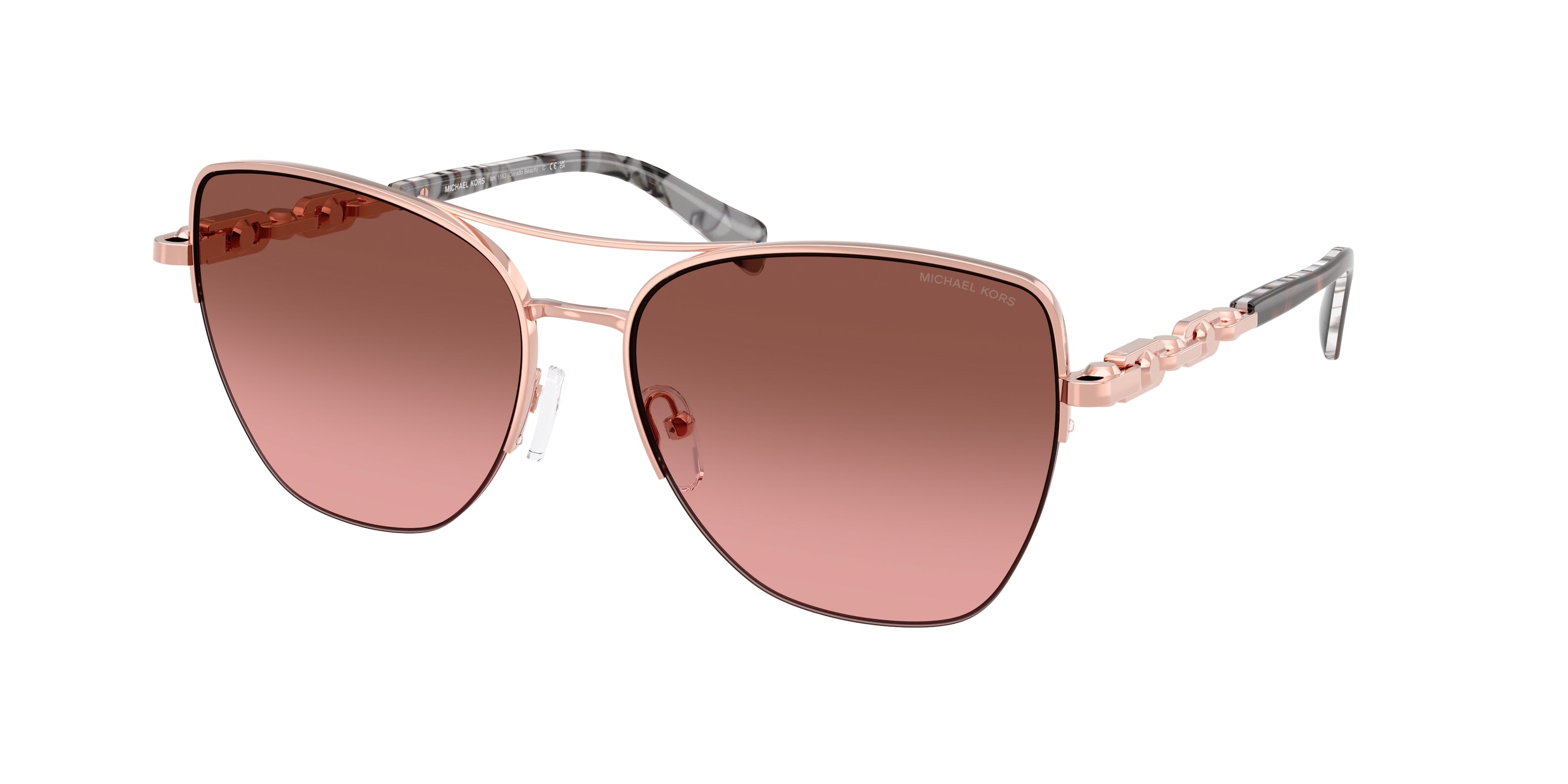 Michael Kors DORADO BEACH MK1163 Square Sunglasses 110811-Rose Gold Shiny 57-140-16 - Color Map Pink