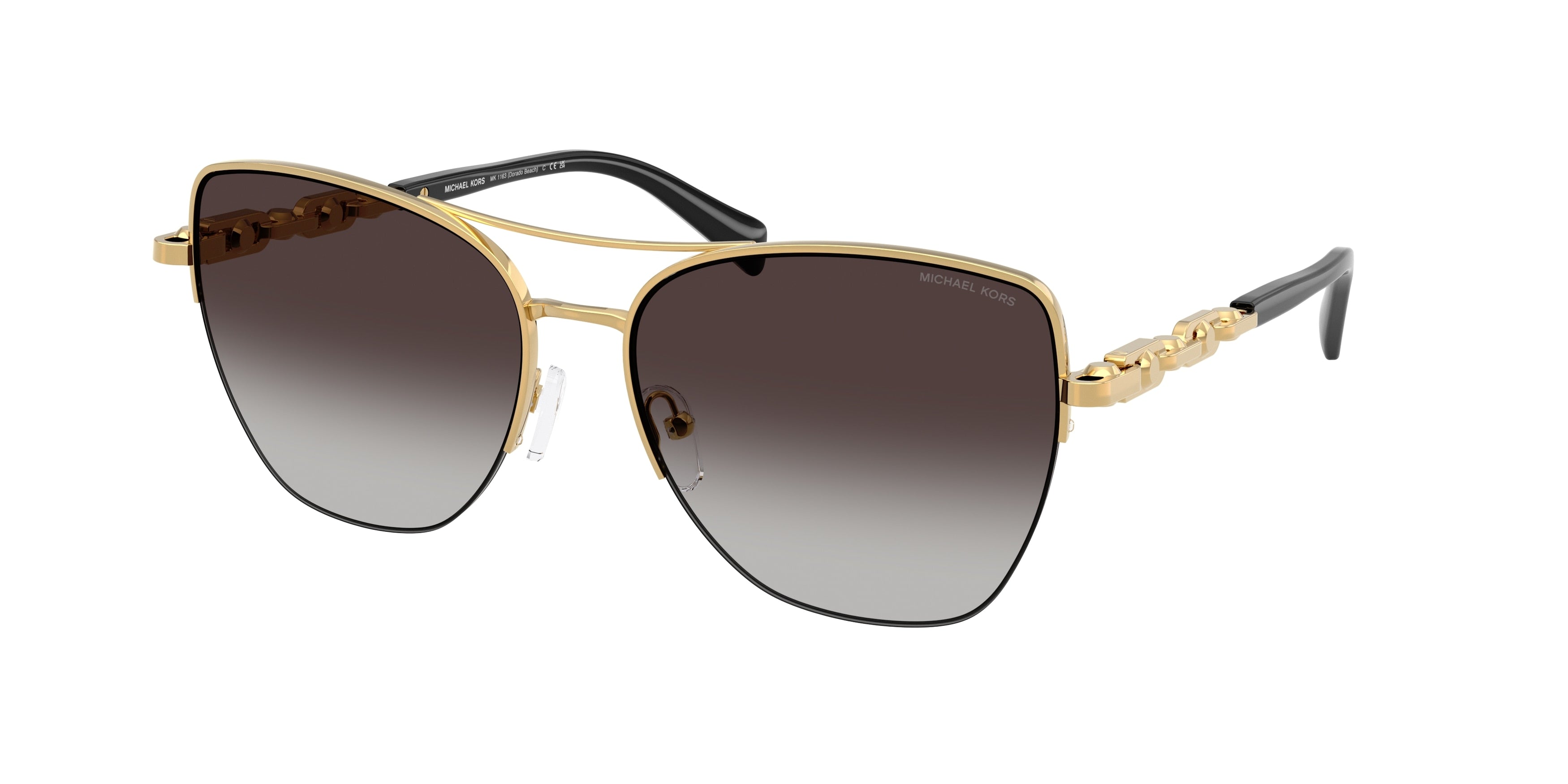 Michael Kors DORADO BEACH MK1163 Square Sunglasses 18968G-Yellow Gold Shiny 57-140-16 - Color Map Gold